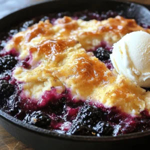 To make a tasty blackberry cobbler skillet, you'll need: - 2 cups fresh blackberries (or thawed frozen blackberries) - 1 tablespoon fresh lemon juice - 1/2 cup granulated sugar, divided - 1 cup all-purpose flour - 1 teaspoon baking powder - 1/4 teaspoon salt - 1/2 cup milk - 1/4 cup unsalted butter, melted - 1 teaspoon pure vanilla extract - 1/2 teaspoon ground cinnamon - Optional: Vanilla ice cream or whipped cream for serving You can use fresh or frozen blackberries for this recipe. Fresh blackberries taste bright and sweet. They add a lovely texture. Frozen blackberries are great when fresh ones are out of season. Just make sure to thaw them first and drain any excess juice. This keeps your cobbler from being too soggy. Both options work well, so choose what you like best! If you want to cut back on sugar, you have options. You can use honey or maple syrup instead of granulated sugar. These natural sweeteners add unique flavors. You can also try coconut sugar or stevia for a lower-calorie choice. Just remember that each sweetener has a different sweetness level, so adjust accordingly. Enjoy finding the right balance for your taste! Start by preheating your oven to 350°F (175°C). Grab a 10-inch cast-iron skillet or any oven-safe skillet. Lightly grease it with butter or a non-stick spray. This helps the cobbler not to stick later. In a medium bowl, add 2 cups of fresh blackberries. If you use frozen blackberries, make sure they are thawed first. Pour in 1 tablespoon of fresh lemon juice and 1/4 cup of granulated sugar. Gently toss the berries to coat them. Let this mixture sit for 10 minutes. This will help the berries release their juices and blend the flavors. In another bowl, whisk together the remaining 1/4 cup of sugar, 1 cup of all-purpose flour, 1 teaspoon of baking powder, 1/4 teaspoon of salt, and 1/2 teaspoon of ground cinnamon. Mix until there are no lumps. In a separate bowl, combine 1/2 cup of milk, 1/4 cup of melted unsalted butter, and 1 teaspoon of pure vanilla extract. Whisk these wet ingredients well. Pour the wet mix into the dry ingredients. Stir gently until just combined. It’s okay if the batter is lumpy; avoid overmixing. Carefully pour the batter into the preheated skillet. Spread it evenly across the bottom. Spoon the blackberry mixture over the batter, making sure to distribute the berries evenly. Place the skillet in the oven and bake for 30-35 minutes. The cobbler is done when the top turns golden brown. Check with a toothpick; it should come out clean. Once baked, let the skillet cool for a few minutes before serving. Enjoy the warm cobbler with a scoop of vanilla ice cream or whipped cream for an extra treat! When choosing blackberries, look for ones that are deep black in color. They should be plump and firm, with no signs of mold. If you can, smell them. Ripe blackberries have a sweet and fruity aroma. If you use frozen blackberries, thaw them first and drain excess juice. This keeps your cobbler from becoming too soggy. To avoid sticking, grease your skillet well with unsalted butter or cooking spray. Use a 10-inch cast-iron skillet for best results. If you don’t have one, any oven-safe skillet will do. Make sure you spread the batter evenly across the bottom. This helps create a nice crust that won’t cling to the pan. You can tweak the sweetness to match your taste. If you prefer a less sweet cobbler, cut back on the sugar. You can also add a bit more lemon juice for a tart kick. Ground cinnamon adds warmth, but feel free to experiment with nutmeg or ginger for a unique twist. Just remember to taste as you go! {{image_4}} You can enhance the flavor with spices. Nutmeg gives a warm, cozy taste. Ginger adds a bit of spice and freshness. Just add 1/4 teaspoon of either spice to your batter. This small change can make a big difference in taste. Each bite will surprise your taste buds and bring new life to your cobbler. Blackberry cobbler is great, but you can mix in other fruits too! Try adding peaches, apples, or raspberries. Use about 1 cup of your chosen fruit. If you use juicy fruits, reduce the blackberries a little. This way, you keep a good balance of flavors. Each fruit brings its own unique twist, making your dessert even more exciting. If you need a gluten-free option, it’s easy! Substitute all-purpose flour with a gluten-free flour blend. Make sure it works for baking. You can also try almond flour for a nutty flavor. Just use the same amount as regular flour. Your cobbler will still be delicious and perfectly fluffy. Enjoy the same great taste without the gluten! To store leftover blackberry cobbler, first let it cool. Cover the skillet with plastic wrap or foil. You can also transfer it to an airtight container. Store it in the fridge for up to three days. Make sure it’s tightly sealed to keep the flavors fresh. When you are ready to enjoy the leftovers, reheat the cobbler. Preheat your oven to 350°F (175°C). Place the cobbler in the oven for about 15-20 minutes. This warms it through and keeps the topping crisp. You can also microwave individual servings for 30 seconds, but the oven keeps the best texture. If you want to save some cobbler for later, freezing works well. Cut the cobbler into portions and wrap each piece in plastic wrap. Place them in a freezer-safe bag or container. You can freeze for up to three months. To thaw, take the cobbler out of the freezer and place it in the fridge overnight. Once thawed, reheat using the oven for the best results. You’ll have a tasty dessert ready to enjoy anytime! Yes, you can! Feel free to use blueberries, raspberries, or strawberries. Each berry brings its own flavor. Mixing berries adds a fun twist to this recipe. Just keep the total amount the same, around 2 cups. The cobbler is done when the top turns golden brown. A toothpick should come out clean from the center. If it’s still wet, bake it a little longer. Keep an eye on it! I love serving blackberry cobbler warm. Top it with vanilla ice cream or whipped cream. A drizzle of the blackberry juices makes it even better. You can also add fresh mint for a pop of color. Yes, you can prepare the filling and batter in advance. Store them separately in the fridge. Just bake the cobbler when you’re ready to serve. This way, you can enjoy fresh, warm cobbler anytime! This blog post covered all you need to know about making blackberry cobbler. We explored ingredients, from fresh blackberries to alternative sweeteners. You learned step-by-step how to prepare, mix, and bake your cobbler. I shared tips on choosing the best berries and how to adjust flavors. I also offered fun variations and storage methods to keep your cobbler fresh. Making this dessert can be easy and rewarding. Now, it’s time for you to enjoy the delicious results!