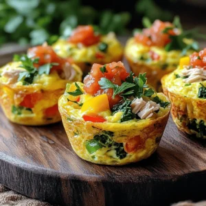 To make Protein Packed Egg Muffins, you need some simple, healthy ingredients. Here’s the list: - 6 large eggs - 1/2 cup cottage cheese - 1/2 cup fresh spinach, finely chopped - 1/4 cup bell pepper, diced - 1/4 cup onion, finely chopped - 1/2 cup cooked chicken, shredded - 1/4 teaspoon garlic powder - 1/4 teaspoon freshly ground black pepper - 1/4 teaspoon salt - 1/2 cup shredded cheese These ingredients combine to create a tasty and nutritious meal. The eggs provide protein, while the cottage cheese adds creaminess. Spinach and bell pepper give color and vitamins. Chicken adds more protein, making this a filling dish. You can even switch out chicken for turkey or tofu for a different flavor. I love using fresh ingredients. They enhance the taste and nutrition of the muffins. Plus, you can choose your favorite cheese, like cheddar or feta. This flexibility allows you to be creative and make it your own. Enjoy the process of gathering these ingredients; it’s the first step to a delicious meal! First, preheat your oven to 350°F (175°C). This step ensures your muffins cook evenly. Next, grease your muffin tin with cooking spray. You can also use muffin liners to make removal easy. In a medium bowl, crack 6 large eggs. Add 1/2 cup of cottage cheese and whisk them together until smooth. This mixture will give your muffins a creamy texture. Now, gently fold in 1/2 cup of finely chopped spinach, 1/4 cup of diced bell pepper, and 1/4 cup of finely chopped onion. Add 1/2 cup of shredded chicken, 1/4 teaspoon of garlic powder, 1/4 teaspoon of black pepper, and 1/4 teaspoon of salt. Stir carefully to combine everything. If you like cheese, fold in 1/2 cup of your choice, like cheddar or feta. Now, pour the egg mixture into each muffin cup. Fill them about three-quarters full. This allows them to rise while baking. Place the muffin tin in the preheated oven. Bake for 20 to 25 minutes. To check if they are done, use a toothpick. Insert it into the center of a muffin. If it comes out clean, your muffins are ready! Let them cool in the pan for about 5 minutes before moving them to a wire rack. To make your egg muffins truly shine, start with even mixing. This step ensures each muffin has the same great taste. Use a whisk to blend the eggs and cottage cheese well. Afterward, gently fold in the veggies and chicken. This keeps your mix light and fluffy. Be careful not to overfill the muffin cups. Fill them about three-quarters full. This allows space for rising as they bake. If you fill them too much, they might overflow and create a mess in your oven. Garnishing your muffins adds a fresh touch. I love using herbs like parsley or chives. They give a pop of color and flavor. For a tasty twist, serve the muffins with salsa or avocado slices. The creaminess of avocado pairs well with the muffins. Using the right kitchen tools makes a big difference. You’ll need a muffin tin, a whisk, and a mixing bowl. Quality ingredients also matter. Use fresh eggs, cheese, and veggies for the best flavor. This simple choice will elevate your dish and make it even more delicious. {{image_4}} You can change the protein in these muffins easily. Instead of chicken, you can use turkey. Ground turkey works well. It offers a lean option with a similar flavor. You can also try tofu for a plant-based choice. Firm tofu crumbles well and soaks up flavors. When it comes to cheese, there are many options. Sharp cheddar gives a strong taste. Feta cheese brings a tangy twist. You can even use mozzarella for a milder flavor. Try mixing different cheeses for fun combinations. Adding veggies can boost flavor and nutrition. Use seasonal vegetables like zucchini or cherry tomatoes. These add color and taste. You can also try mushrooms or broccoli for a hearty touch. For the best flavor, sauté your veggies first. This softens them and brings out their sweetness. Mixing in herbs like basil or thyme can elevate your muffins too. Making these muffins gluten-free is simple. Just ensure your cheese and other ingredients are gluten-free. You can use gluten-free bread crumbs for added texture if you like. For vegan options, replace eggs with a mixture of flaxseed and water. Use plant-based cheese or skip it altogether. You can also add chickpeas or lentils for protein. This keeps your muffins tasty and filling. To keep your protein-packed egg muffins fresh, store them in the fridge. Place the muffins in an airtight container. They will stay good for up to five days. If you want to keep them longer, freezing is a great option. Wrap each muffin in plastic wrap and place them in a freezer bag. This way, they will last for up to three months. When it's time to enjoy your muffins again, reheating them is easy. I recommend using the oven for the best texture. Preheat your oven to 350°F (175°C). Place the muffins on a baking sheet and heat for about 10-15 minutes. This helps them become warm and fluffy again. If you use a microwave, heat them for about 30 seconds. To keep them moist, cover them with a damp paper towel while microwaving. This keeps the muffins from drying out. Enjoy your tasty, protein-packed muffins any time! Protein-packed egg muffins last about 4-5 days in the fridge. Store them in an airtight container to keep them fresh. If you freeze them, they can last up to 3 months. Just let them cool completely before freezing. When you're ready to eat, thaw them in the fridge overnight. Yes, you can make this recipe ahead of time. Prepare a batch on the weekend for quick breakfasts during the week. Just store them in the fridge and reheat when needed. You can also freeze the muffins for later use. This makes meal prep easy and saves time. Absolutely! You can change the spices and veggies to suit your taste. Try adding herbs like thyme or basil for extra flavor. You can also mix in different cheese, like feta or mozzarella. For a spicier kick, add diced jalapeños or a dash of hot sauce. Egg muffins are a great source of protein, which helps build and repair muscles. They also contain vitamins and minerals from the veggies. Eating high-protein breakfasts can keep you full longer, which may help with weight management. Plus, they are low in carbs if you watch your carb intake. Yes! You can use dairy-free cheese or omit it altogether. Instead of cottage cheese, try using silken tofu blended until smooth. This keeps the muffins moist and adds protein. Always check labels to ensure your substitutes are dairy-free. Enjoy your tasty, dairy-free egg muffins! Egg muffins are a tasty, healthy choice for breakfast. We covered the key ingredients, mixing steps, and baking tips. I offered ideas for different proteins and veggies. You can store leftovers well and reheat them easily. These muffins fit many diets, making them great for meal prep. Enjoy experimenting with flavors and make them your own! This easy recipe will keep your mornings bright and nutritious.