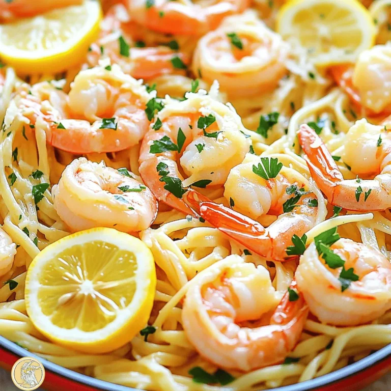 - 1 pound large shrimp, peeled and deveined - 4 tablespoons unsalted butter, divided - 3 cloves garlic, finely minced - 1 teaspoon red pepper flakes - 1 tablespoon fresh lemon juice - Zest of 1 lemon - 8 ounces linguine or spaghetti - 2 tablespoons fresh parsley, finely chopped - 1/4 cup grated Parmesan cheese (optional) - Salt and black pepper - Reserved pasta water Gather these fresh ingredients before you start cooking. Large shrimp are key for this dish. They bring a sweet flavor and juicy texture. Unsalted butter gives richness, while garlic adds a strong taste. Red pepper flakes give a nice kick but you can adjust it to your liking. Fresh lemon juice and zest brighten the dish. They add a zesty flavor that pairs well with seafood. Linguine or spaghetti is perfect for holding the sauce. Fresh parsley adds a pop of color and freshness. If you love cheese, sprinkle grated Parmesan on top for creaminess. Make sure to have salt and black pepper ready. They enhance all the flavors in this dish. Lastly, reserve some pasta water. It helps adjust the sauce and makes everything creamy. With these ingredients, you can create a quick and delicious garlic butter shrimp scampi. To start, fill a large pot with water. Add a generous amount of salt. Bring the water to a boil. Once boiling, add the linguine or spaghetti. Cook the pasta until it is al dente. This usually takes about 8-10 minutes. After cooking, save 1 cup of pasta water. Drain the pasta and set it aside. Now, take a large skillet and set it over medium heat. Melt 2 tablespoons of unsalted butter in the skillet. When the butter starts to bubble, add the shrimp in a single layer. Season them with salt and pepper. Cook the shrimp for 2-3 minutes without moving them. They should turn pink on one side. Carefully flip each shrimp over. Cook for another 1-2 minutes until they are fully cooked. Remove the shrimp from the skillet and place them on a plate. In the same skillet, add the other 2 tablespoons of butter. Let it melt fully. Once melted, add the minced garlic and red pepper flakes. Sauté for about 1 minute. Stir often but be careful not to burn the garlic. It should smell great! Next, stir in the fresh lemon juice and zest. Mix everything well. Now, add the cooked pasta to the skillet. Pour in some of the reserved pasta water, starting with about 1/2 cup. Toss everything together. Ensure the pasta is well coated with the sauce. If the sauce seems too thick, add more pasta water until you reach the desired consistency. Choosing the right shrimp Use large shrimp for the best results. Look for shrimp that are fresh and firm. The size helps with even cooking and makes a nice presentation. Avoiding overcooked shrimp Cook the shrimp just until they turn pink and opaque. This usually takes about 2-5 minutes. If you cook them too long, they become tough and rubbery. Adjusting with pasta water After cooking the pasta, save some of the water. If your sauce is too thick, add a little pasta water. This water helps the sauce cling to the pasta better. Flavor enhancements Add more garlic or lemon juice if you want to boost the taste. A pinch of salt or pepper can also help bring out the flavors. Taste as you go to find your perfect balance. Garnishing for visual appeal Use fresh parsley to add color to your dish. Sprinkle it on top just before serving. For extra flair, add a twist of lemon zest. Serving dish recommendations A shallow bowl is ideal for serving shrimp scampi. It allows the sauce to pool nicely. You can also add some garlic bread on the side for a complete meal. {{image_4}} - Substituting whole grain or gluten-free pasta: Whole grain pasta adds fiber. It gives a nutty flavor. Gluten-free pasta works well for those with gluten issues. Both options keep the dish tasty. - Using olive oil instead of butter: Olive oil is a great substitute for butter. It has healthy fats. This swap makes the dish lighter. It also adds a slight fruity taste. - Adding cherry tomatoes or spinach: Cherry tomatoes bring sweetness and color. They burst with flavor when cooked. Spinach adds a nice green touch. It also gives a boost of nutrients. - Using different herbs like basil or thyme: Fresh herbs can change the dish's taste. Basil adds a sweet, aromatic touch. Thyme brings a warm, earthy flavor. Both are great choices to try. - Making it dairy-free: To keep it dairy-free, skip the butter and cheese. Use a dairy-free butter substitute. This way, you keep the creamy feel without dairy. - Low-carb adaptations: You can make this dish low-carb by using zucchini noodles. They are light and full of flavor. Another option is to use shirataki noodles. They are low in calories and carbs. To keep your garlic butter shrimp scampi fresh, store it in the fridge. Place the leftovers in an airtight container. This will help keep the shrimp and pasta from drying out. The scampi will stay good for 2 to 3 days. When you are ready to eat, reheat it gently. For reheating, you can use a skillet over low heat. Add a splash of water or a little butter to prevent sticking. Stir often until it's warm. You can also use a microwave. Just cover the dish with a microwave-safe lid or wrap. Heat for 1-2 minutes, stirring halfway through. You can make this meal ahead of time. Start by prepping your ingredients. Peel and devein the shrimp a day before. Store them in a sealed bag in the fridge. You can also chop the garlic and parsley in advance. For freezing, you can freeze the cooked shrimp scampi. Place it in a container or freezer bag. It will stay good for about one month. When ready to eat, thaw it in the fridge overnight. Reheat as mentioned above. This way, you can enjoy a quick and tasty meal whenever you want! For scampi, large shrimp work best. I recommend using U.S. wild-caught shrimp. They have great flavor and texture. Look for shrimp that are peeled and deveined to save time. If you prefer, fresh shrimp is also a good choice. But always check for quality; they should smell fresh, not fishy. Yes, frozen shrimp is a great option. To use frozen shrimp, first, thaw them. You can do this by placing them in the fridge overnight. If short on time, place them in cold water for about 15-20 minutes. Once thawed, pat them dry before cooking. This helps them sear better in the pan. You can enjoy shrimp scampi without pasta. Try serving it over zucchini noodles or cauliflower rice. Both options are healthy and delicious. You can also serve it with a fresh salad or on a bed of sautéed veggies. This keeps the dish light and full of flavor. You learned how to make shrimp scampi in a few simple steps. From cooking the pasta to sautéing the shrimp, each part matters. Remember to adjust your sauce with reserved pasta water for the right texture. Try fresh herbs or different pastas for a unique twist. This dish is easy to store and perfect for meal prep. Enjoy creating your own tasty shrimp scampi! You now have the tools to impress anyone at your next meal.