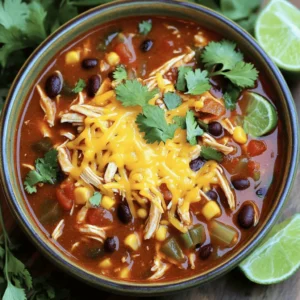 To make delicious slow cooker chicken enchilada soup, gather these items: - 2 boneless, skinless chicken breasts (about 1 pound) - 1 can (15 oz) black beans, rinsed and drained - 1 can (15 oz) corn, drained - 1 can (10 oz) enchilada sauce (red or green) - 1 can (14.5 oz) diced tomatoes with green chilies - 1 medium onion, finely diced - 2 cloves garlic, minced - 1 teaspoon chili powder - 1 teaspoon ground cumin - 1 teaspoon dried oregano - Salt and freshly ground pepper, to taste - 4 cups chicken broth - 1 cup shredded cheddar cheese (for garnishing) - Fresh cilantro, chopped (for garnishing) - Lime wedges (for serving) If you need to swap out an ingredient, here are some easy options: - Chicken: Use turkey or tofu for a different protein. - Beans: Replace black beans with kidney beans or pinto beans. - Corn: Canned or frozen corn works well if you can't find fresh. - Enchilada sauce: Make your own with chili powder, tomato sauce, and spices. - Cheese: Try Monterey Jack or pepper jack for a fun twist. Choose the freshest ingredients for the best flavor. Here’s how: - Chicken: Look for bright pink breasts with no dark spots. - Beans: Choose cans with no dents or bulges. Always rinse. - Corn: If using fresh corn, pick ears with bright green husks and tight kernels. - Tomatoes: Pick cans with no rust. Check for a good date. - Onion and Garlic: Select firm onions with no soft spots. Garlic should be dry and plump. Using fresh ingredients makes your soup tasty and healthy. Enjoy the process of picking the best items! Start by placing the boneless, skinless chicken breasts at the bottom of your slow cooker. Make sure they lay flat. This helps them cook evenly. Using fresh chicken will give the best flavor. Next, grab a mixing bowl. Combine the black beans, corn, enchilada sauce, diced tomatoes, onion, and garlic. Add the chili powder, cumin, and oregano. Sprinkle in salt and pepper to taste. Mix everything well until it's nicely blended. This step packs a lot of flavor into your soup. Now, pour your mixture over the chicken in the slow cooker. Gently pour the chicken broth on top. Make sure everything is covered for optimal cooking. Cover the slow cooker with the lid. Set it to cook on low for 6-8 hours or on high for 3-4 hours. The chicken will be done when it shreds easily. Once ready, remove the chicken and shred it with two forks. Return the shredded chicken to the soup. Stir well and let it warm for an extra 10 minutes. Enjoy your soup hot, garnished with cheddar cheese, cilantro, and lime wedges! To boost the flavor of your soup, consider these simple tips: - Use fresh garlic instead of jarred. - Add a dash of hot sauce for heat. - Mix in a tablespoon of lime juice for freshness. - Top with avocado slices for creaminess. - Try different enchilada sauces for a unique taste. These little tweaks can take your soup from good to amazing. Experiment with what you like best. When making chicken enchilada soup, be mindful of these common pitfalls: - Don’t skip the seasoning. Salt and pepper enhance all flavors. - Avoid overcooking the chicken. It should shred easily but not dry out. - Don’t forget to drain the beans and corn; excess liquid can make the soup thin. - Keep the lid closed during cooking. Opening it can slow down the process. Staying aware of these mistakes ensures a tasty soup every time. For a complete meal, serve your soup with these ideas: - Pair it with warm tortillas or tortilla chips for crunch. - Offer a side salad to balance the richness. - Consider adding a dollop of sour cream for creaminess. - Serve with a slice of lime to brighten each bite. These pairings make your chicken enchilada soup even more delightful. Enjoy! {{image_4}} You can easily make a vegetarian version of this soup. Just skip the chicken. Use extra beans like pinto or kidney beans. Add more veggies such as bell peppers, zucchini, or corn. These will add flavor and texture. You can also use vegetable broth instead of chicken broth. This keeps it rich and hearty without meat. If you love heat, spice things up! Add jalapeños or serrano peppers to the soup. You can mix them in when adding the black beans and corn. For an extra kick, try adding a teaspoon of cayenne pepper. This will make your soup fiery and exciting. Garnish with hot sauce for those who want even more heat! To keep this soup gluten-free, check your ingredients. Most canned goods like beans and tomatoes are safe. But watch the enchilada sauce. Some brands add gluten. Choose a gluten-free brand or make your own. This soup can easily fit into a gluten-free diet while still being tasty. To keep your soup fresh, let it cool first. Store it in an airtight container. Place it in the fridge. It will last for about 3 to 4 days. Make sure to label the container with the date. This way, you will know when to use it. You can freeze the soup for longer storage. Allow it to cool completely before freezing. Use freezer-safe bags or containers. Leave some space at the top for expansion. The soup can last up to 3 months in the freezer. When you're ready, thaw it in the fridge overnight. Reheating is easy! You can use the stove or microwave. For the stove, pour the soup into a pot. Heat it on medium until warm. Stir it often to avoid burning. For the microwave, use a microwave-safe bowl. Heat in short bursts, stirring in between. Make sure it’s hot throughout before serving. Enjoy the flavors again! Yes, you can use frozen chicken. It will cook well in the slow cooker. Just add an extra hour to the cooking time. Make sure to check that it reaches 165°F for safety. The chicken will become tender and easy to shred. You can pair this soup with many tasty sides. Tortilla chips add a nice crunch. A fresh salad can balance the flavors. You might also enjoy rice or cornbread. Lime wedges and extra cheese enhance the dish too. To change the heat level, add more or less chili powder. You can also use mild enchilada sauce. If you love spice, add jalapeños or a dash of hot sauce. Taste as you go to find the right balance for you. This blog post covered essential ingredients, cooking steps, and handy tips for chicken enchilada soup. I shared ingredient swaps and how to pick fresh items. I explained how to prepare, mix, and cook the soup perfectly. Finally, I provided variations for different diets and proper storage methods. In the end, cooking can be fun and easy. Use these tips to make your soup tasty every time. Enjoy your cooking journey!