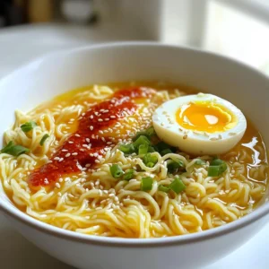 To make this tasty dish, gather these main ingredients: - 2 packs of instant ramen noodles (discard the seasoning packets) - 4 tablespoons unsalted butter - 4 cloves garlic, finely minced - 1 tablespoon chili paste (adjust for spice level) - 2 cups low-sodium chicken or vegetable broth - 1 tablespoon soy sauce - 1 tablespoon sesame oil - 1 teaspoon sugar - Salt and pepper to taste You can add these optional ingredients to boost flavor: - 1 soft-boiled egg (for creaminess) - Extra chili paste (for more heat) - Sliced mushrooms (for earthy notes) - Baby spinach (for freshness) Garnishes make your ramen look great and taste better: - 1 teaspoon green onions, finely chopped - Sesame seeds for crunch - Slices of chili for a pop of color These ingredients and garnishes will help you create a wonderful bowl of spicy garlic butter ramen. Each adds flavor and makes the dish visually appealing. Enjoy the vibrant tastes and textures! First, grab a large pot. Fill it with water and bring it to a boil. Once the water bubbles, add the two packs of instant ramen noodles. Cook them for about 3 to 4 minutes. You want them to be just right, or al dente. After cooking, drain the noodles and set them aside. Next, take a spacious skillet and place it on medium heat. Add 4 tablespoons of unsalted butter. Let the butter melt completely. Once melted, toss in 4 cloves of finely minced garlic. Sauté the garlic for about 1 to 2 minutes. Stir it well until it smells amazing but does not brown. Now, add 1 tablespoon of chili paste to the garlic butter. Mix it all together. Then, pour in 2 cups of low-sodium chicken or vegetable broth. Add 1 tablespoon of soy sauce, 1 tablespoon of sesame oil, and 1 teaspoon of sugar. Increase the heat a bit and let the mixture simmer gently. Now comes the fun part! Carefully add the drained ramen noodles into your skillet. Toss and mix the noodles in the spicy garlic butter sauce for about 2 to 3 minutes. Make sure every noodle gets coated in that tasty sauce. Finally, taste it and add salt and pepper as needed. Serve your spicy garlic butter ramen in deep bowls. If you want, top each bowl with a soft-boiled egg for extra flavor. Finish it off with sesame seeds and chopped green onions for a lovely look. Enjoy your meal! To get the best garlic taste, use fresh cloves. Finely mince them to release more flavor. Sauté the garlic in butter over medium heat. Cook until it smells great, about 1-2 minutes. Don’t let it brown too much; burnt garlic tastes bitter. If you want a stronger garlic punch, add more minced garlic or use garlic powder for a different twist. Spice is all about balance. Start with 1 tablespoon of chili paste. Taste the sauce and see if it’s spicy enough. If you want more heat, add more chili paste a little at a time. Remember, you can always add heat, but you can’t take it away. For a milder dish, use less chili paste or add a bit of sugar to balance the heat. Perfect noodles are key for great ramen. Cook the noodles until they are al dente, which means firm but not hard. This usually takes 3-4 minutes. After cooking, drain them well. Toss them in the garlic butter sauce quickly to coat evenly. This helps keep them from getting mushy. If they sit too long, they may clump together. Serve them right away for the best texture! {{image_4}} For a meat-free version, choose vegetable broth. It adds depth and flavor. You can also use mushroom broth for a richer taste. Both options keep the dish hearty and satisfying. If you want more protein, add tofu. Firm tofu works best. Cook it until golden brown for added texture. You can also use edamame or chickpeas for a protein punch. Both options mix well with the flavors. Toppings can elevate your ramen. Try adding fresh spinach or bok choy for greens. You can sprinkle chopped peanuts for crunch. Seaweed strips give a nice umami touch. For a citrus kick, add lime wedges on the side. Each topping adds its own twist to the dish. To keep your spicy garlic butter ramen fresh, store it in an airtight container. Let it cool to room temperature before sealing. This helps prevent sogginess. You can keep it in the fridge for up to three days. Always check for any off smells or changes in color before eating. When you're ready to enjoy your leftovers, reheat the ramen on the stove. Place it in a skillet over low heat. Add a splash of broth or water to prevent it from drying out. Stir gently until heated through. You can also microwave it in a bowl. Cover with a damp paper towel and heat for 1-2 minutes. Stir halfway to ensure even heating. If you want to freeze your ramen for later, I suggest storing the noodles and sauce separately. This keeps the noodles from getting mushy. Use freezer-safe bags or containers. Label them with the date and contents. You can freeze the sauce for up to three months. When you're ready to eat, thaw overnight in the fridge and reheat as mentioned above. Yes, you can use regular ramen noodles. Just cook them according to the package. They will take a bit longer than instant noodles. Make sure they are al dente before mixing them with the sauce. This way, they stay firm and absorb the flavors well. To make this dish vegan, swap the butter for vegan butter or olive oil. Use vegetable broth instead of chicken broth. Skip the soft-boiled egg for a fully plant-based meal. You can add more veggies, like mushrooms or bok choy, for extra flavor and nutrition. If you don’t have chili paste, try sriracha or hot sauce. Adjust the amount based on your spice level. You can also blend fresh chili peppers with garlic for a homemade option. This keeps the dish bold and spicy without losing flavor. This blog post explored how to make spicy garlic butter ramen. We discussed key ingredients, step-by-step cooking instructions, and helpful tips. I shared ways to customize your ramen with variations and provided storage tips for leftovers. In the end, this dish is simple and fun to make. You can enjoy it your way. Experiment with the flavors and find what you love! Happy cooking!