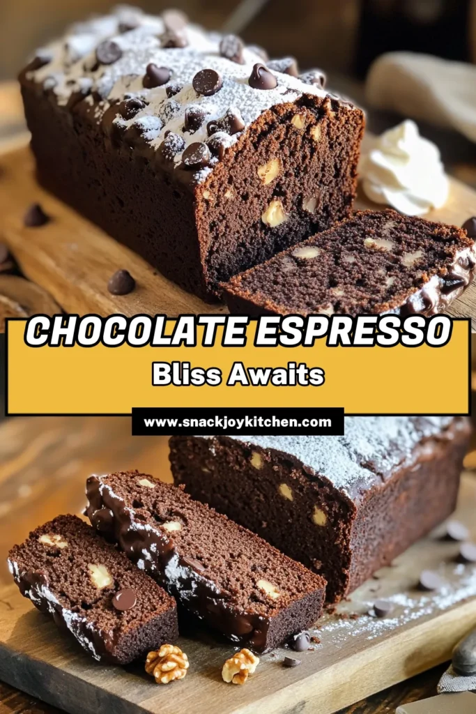 Indulge in the rich and moist Chocolate Espresso Loaf Delight that's perfect for coffee lovers! This simple recipe blends espresso, cocoa, and chocolate chips for an irresistible treat. With just a few easy steps, you can create a bakery-worthy loaf that will impress your friends and family. Don’t miss out on this delightful dessert—click through to discover how to make your own Chocolate Espresso Loaf and elevate your dessert game today!