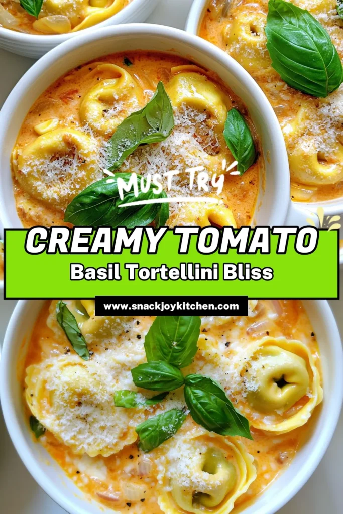 Indulge in a bowl of creamy tomato basil tortellini delight that’s perfect for any night! This rich and flavorful dish comes together in just 25 minutes, featuring cheese tortellini, fresh garlic, aromatic basil, and luscious heavy cream. Perfect for busy weeknights or a cozy dinner, explore this mouthwatering recipe now and treat your taste buds! Click to discover the full recipe! #TortelliniRecipes #CreamyPasta #ItalianCooking #QuickMeals