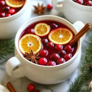To make a delicious Spiced Cranberry Holiday Punch, gather these items: - 4 cups cranberry juice - 2 cups apple cider - 1 cup freshly squeezed orange juice - 1/4 cup fresh lemon juice - 2 tablespoons honey or maple syrup - 1 cinnamon stick - 6 whole cloves - 4-5 star anise pods - 1 orange, thinly sliced (for garnish) - Handful of fresh cranberries (for garnish) - 1 liter sparkling water (optional for added fizz) These ingredients combine to create a punch that bursts with flavor. The tart cranberry juice pairs well with sweet apple cider. Fresh juices add a bright taste. The spices bring warmth. Honey or maple syrup adds just the right sweetness. You can also make it fizzy with sparkling water. Each garnish adds a festive touch. Enjoy crafting this simple, yet flavorful drink for your holiday gatherings! {{ingredient_image_2}} 1. First, grab a large saucepan. Combine 4 cups of cranberry juice, 2 cups of apple cider, 1 cup of freshly squeezed orange juice, and 1/4 cup of fresh lemon juice in it. Don't forget to add 2 tablespoons of honey or maple syrup for sweetness. 2. Place the pan over medium heat. Stir the mix well until it all blends nicely. 3. Now, introduce your spices. Add 1 cinnamon stick, 6 whole cloves, and 4-5 star anise pods. Stir again to spread the spices evenly. 4. Heat the punch until it starts to simmer gently. Lower the heat and let it steep for about 15-20 minutes. This helps the spices release their bold flavors. 1. After steeping, take the pan off the heat. Use a fine mesh strainer to remove the whole spices. Discard them as you strain. 2. If you like bubbles, let the punch cool slightly. Then, mix in 1 liter of sparkling water gently. This keeps the fizz alive. 3. Taste your punch. If you want it sweeter, add more honey or maple syrup. 4. For serving, pour the punch into festive mugs or glasses. Garnish each drink with a slice of orange and a few fresh cranberries. This adds a nice holiday touch. To make the punch just right, you can balance the sweetness. Try adding honey or maple syrup until it tastes good to you. Start with two tablespoons, then add more if needed. This helps create a flavor you love. Next, think about the spice levels. If you want more kick, add extra cinnamon, cloves, or star anise. Spices can change the whole taste. Taste your punch often while it simmers. Adjust it until it is perfect for your holiday party. Serving your punch in festive glassware makes it special. Use colorful mugs or clear glasses to show off the beautiful red hue. This adds a nice touch to your table. For garnishing, slice an orange thinly and use these slices for each glass. Add a handful of fresh cranberries on top for a bright look. You can even float some orange slices in the punch bowl. These fun details will impress your guests and brighten your holiday spirit. Pro Tips Adjust the Sweetness: Taste the punch after steeping and adjust the sweetness according to your preference. You can add more honey or maple syrup for a sweeter flavor. Chill Before Serving: If you prefer a cold punch, let the mixture cool before adding the sparkling water. This helps keep the fizz intact when serving. Use Fresh Ingredients: For the best flavor, use freshly squeezed juices and fresh spices. This will elevate the overall taste of your holiday punch. Garnish Creatively: Consider adding other garnishes such as mint leaves or pomegranate seeds for a festive touch and an extra burst of flavor. {{image_4}} You can add rum or vodka to your punch for a spirited twist. Just mix in one cup of your choice of alcohol after steeping the spices. This makes a fun drink for adult gatherings. For family events, you can keep it non-alcoholic. Simply skip the alcohol and serve it as is. Everyone can enjoy the great flavors together. Consider adding fruits like apples or pears to your punch. Just slice them thin and toss them in during the cooking step. They add a nice texture and extra flavor. You can also use herbs like mint or rosemary. Add a few sprigs for a fresh taste. This will elevate your punch and make it even more festive. To keep your Spiced Cranberry Holiday Punch fresh, pour any leftovers into a clean container. Make sure to seal it tightly. This will help keep flavors intact. Store the punch in the refrigerator. It will stay good for about three days. If you notice any odd smells or changes in color, it’s best to toss it. Yes, you can freeze this punch! To do this, use an ice cube tray or a freezer-safe container. Leave some space at the top, as liquids expand when frozen. When you want to use it again, simply take out the punch and let it thaw in the refrigerator overnight. If you need it faster, you can place it in a bowl of cold water. Avoid using a microwave, as it can change the flavor. Yes, you can make the punch a day in advance. Just follow the steps and let it cool after steeping. Store it in the fridge. Before serving, heat it gently or add sparkling water for fizz. You can use pomegranate juice or a mix of grape juice and apple juice. These options will still give you a fruity taste. Adjust the sweetness as needed since different juices vary in flavor. Absolutely! The recipe is already non-alcoholic. Just skip any alcohol and enjoy the rich flavors from the juices and spices. This punch is perfect for all ages at any gathering. To serve more guests, simply multiply the ingredients. For example, double or triple the juices and spices. Use a larger pot to heat the punch. Remember to taste and adjust sweetness as you go! This blog post covered the fun and flavorful Spiced Cranberry Holiday Punch. We explored the easy ingredients and steps, from juicing to garnishing. You have tips for adjusting flavors and making it look festive. Plus, you learned variations to suit any crowd, including non-alcoholic options. In conclusion, this punch is a treat for any gathering. Whether you serve it hot or cold, it will delight everyone. Enjoy making this recipe and sharing it with friends and family. It’s sure to become a holiday favorite.