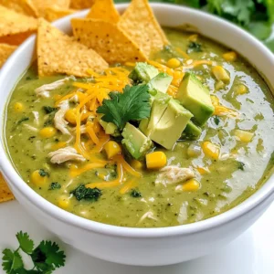 - 2 cups cooked shredded chicken - 1 can (15 oz) green enchilada sauce - 4 cups chicken broth - 1 cup corn (canned or frozen) - 1 can (14 oz) black beans, rinsed and drained - 1 medium onion, diced - 3 cloves garlic, minced - 1 teaspoon ground cumin - 1 teaspoon smoked paprika - Salt and pepper to taste - 1 cup shredded cheese (Monterey Jack or Mexican blend) - 1/4 cup fresh cilantro, chopped - 2 ripe avocados, diced - Tortilla chips for serving When I make green enchiladas chicken soup, I love to gather all the ingredients first. It keeps me organized and makes cooking more fun. The main ingredients start with shredded chicken. You can use leftovers or cook some fresh chicken. I also rely on a can of green enchilada sauce for rich flavor. The chicken broth adds depth and warmth, while corn brings a nice sweetness. For the additional ingredients, I like to include black beans. They add protein and fiber. Diced onion and minced garlic bring out great flavors when sautéed. They make the base of this soup smell amazing. Seasonings are key to making this dish pop. Ground cumin and smoked paprika add warmth and a hint of smokiness. I always taste and adjust with salt and pepper to get it just right. For toppings, I suggest shredded cheese, fresh cilantro, and diced avocado. They make each bowl look and taste even better. And don’t forget the tortilla chips! They add a nice crunch and are perfect for dipping. {{ingredient_image_2}} First, I heat a drizzle of olive oil in a large pot over medium heat. Next, I add the diced onion and sauté it for about five minutes. I stir it occasionally until the onion becomes soft and clear. Then, I add the minced garlic to the pot. I cook it for one more minute, stirring all the time until the garlic smells great and turns a little brown. Now, I pour in four cups of chicken broth. I stir it gently and bring the mixture to a light simmer. After that, I carefully stir in the green enchilada sauce. I also add the shredded chicken, corn, and drained black beans at this stage. It’s important to mix everything well. Then, I add ground cumin, smoked paprika, salt, and pepper. I reduce the heat to low and let the soup simmer for 15 to 20 minutes. This allows all the flavors to mix nicely. After simmering, I taste the soup to check the flavor. If it needs more, I add a little salt and pepper. This step helps balance the taste perfectly. When ready to serve, I ladle the hot soup into bowls. I like to sprinkle shredded cheese on top, add diced avocado, and finish with chopped cilantro for freshness. I serve the soup with crispy tortilla chips on the side. These chips are great for dipping or crushing on top for extra crunch! To make your green enchiladas chicken soup truly shine, I recommend using homemade chicken broth. It adds a rich depth of flavor that store-bought broth can't match. If you don’t have time to make it, choose a high-quality brand. Spice levels can vary, so taste as you go. If you like heat, add more cumin or a dash of cayenne. You can also use fresh jalapeños for a kick. Presentation matters! Serve your soup in colorful bowls. This makes the dish pop and look inviting. Add lime wedges on the side for a zesty touch. For garnish, sprinkle fresh cilantro and diced avocado on top. These not only add flavor but also make the soup look appealing. Want to save time? Prep your ingredients ahead of time. Chop the onion, mince the garlic, and shred the chicken. Store them in the fridge until you’re ready to cook. This way, you can assemble the soup quickly and enjoy it on a busy day. Pro Tips Use Rotisserie Chicken: For a quicker prep time, use store-bought rotisserie chicken instead of cooking your own. It adds flavor and saves you time! Adjust the Spice Level: If you prefer a spicier soup, add some diced jalapeños or a dash of hot sauce to the mix for an extra kick. Fresh Herbs Matter: Don’t skip the cilantro! It adds freshness that elevates the whole dish. You can also try adding fresh lime juice for extra brightness. Customizable Toppings: Feel free to get creative with toppings! Consider adding sour cream, diced tomatoes, or even some pickled red onions for added flavor and texture. {{image_4}} You can make this soup vegetarian by swapping out the chicken. Use a plant-based protein like tofu or tempeh. These options add great texture and soak up the soup's flavors. You can also try using canned jackfruit for a pulled chicken effect. The key is to choose something that will absorb the green enchilada sauce well. For a heartier soup, think about adding grains. Quinoa or rice work great here. They boost the soup’s nutrition and make it more filling. Just cook the grains separately and stir them in before serving. This simple step transforms the dish into a more complete meal. Plus, they add a nice texture that complements the broth. If you want to pack even more nutrients into your soup, add extra veggies. Diced bell peppers, zucchini, or spinach can enhance the flavor and color. These colorful veggies not only taste good, but they also provide vitamins and minerals. Toss them in during the simmering stage. This way, they stay crisp and add a lovely bite to your soup. I recommend storing any leftovers in an airtight container. This keeps the soup fresh for up to 3 days. When you’re ready to enjoy it again, just take it out and warm it up. If you want to save some for later, freezing is a great option. Pour the soup into portions and freeze them. It can last up to 3 months in the freezer. This is perfect for meal prep or busy days. To reheat the soup, use the stovetop or microwave. If the soup seems thick, add some broth. This will help bring it back to the right consistency and make it nice and warm. To make green enchiladas chicken soup from scratch, gather these basic ingredients: - 2 cups cooked chicken, shredded - 1 can (15 oz) green enchilada sauce - 4 cups chicken broth - 1 cup corn (canned or frozen) - 1 can (14 oz) black beans, rinsed and drained - 1 medium onion, diced - 3 cloves garlic, minced - 1 teaspoon ground cumin - 1 teaspoon smoked paprika - Salt and pepper to taste - 1 cup shredded cheese (like Monterey Jack) - 1/4 cup fresh cilantro, chopped - 2 ripe avocados, diced - Tortilla chips for serving Start by heating some olive oil in a large pot. Sauté the diced onion until it becomes soft. Then, add the minced garlic and cook until fragrant. Pour in the chicken broth and bring it to a simmer. Now, stir in the green enchilada sauce, shredded chicken, corn, and black beans. Finally, season it and let it simmer for about 15-20 minutes. Top it off with cheese, avocado, and cilantro. Serve with tortilla chips! Yes, you can use rotisserie chicken in this recipe. It saves time and adds great flavor. Just shred the chicken and mix it into your soup. This shortcut makes the cooking process fast and easy while still giving you a tasty meal. Plus, it’s a great way to use leftover chicken from a previous meal. You can serve this soup with several tasty options. Here are a few ideas: - Crispy tortilla chips - Fresh avocado slices - Sour cream or Greek yogurt - Lime wedges for a zesty kick - Fresh cilantro for garnish These sides and toppings add flavor and texture, making each bite even more enjoyable. The spiciness of the soup depends on the green enchilada sauce you choose. Most sauces have a mild heat. If you prefer less spice, look for a mild version. For more heat, try a hot sauce or add diced jalapeños. You can adjust the spice level based on your taste. Enjoy it just how you like! This soup combines tasty ingredients like chicken, beans, and creamy avocado. The step-by-step guide makes it easy to create a hearty meal. You can even customize it to fit your preferences. Try a vegetarian twist or add some grains for extra texture. Store leftovers to enjoy later, or impress guests at your next gathering with its vibrant presentation. Enjoy this dish that warms both your body and spirit. Happy cooking!