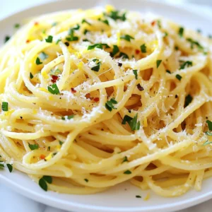For a tasty Lemon Butter Garlic Pasta, you need: - 8 oz spaghetti or your favorite pasta - 4 tablespoons unsalted butter - 4 cloves garlic, finely minced - Zest and juice of 1 large lemon - 1/2 teaspoon red pepper flakes (optional) - 1/4 cup freshly grated Parmesan cheese - Salt and freshly ground black pepper to taste - Fresh parsley, finely chopped for garnish Each ingredient adds a unique flavor that makes this dish shine. The butter gives richness, while lemon brings brightness. Garlic adds depth, and red pepper flakes can give a nice kick. I recommend using spaghetti for this dish. It holds the sauce well and twirls nicely on a fork. Other great options include: - Fettuccine - Linguine - Penne Each pasta type will offer a slightly different texture. Choose what you enjoy most or have on hand. If you don’t have some ingredients, here are easy swaps: - Use olive oil instead of butter for a vegan option. - Swap the Parmesan with nutritional yeast for a plant-based dish. - Any citrus zest, like lime or orange, can replace lemon for a twist. These substitutions will keep the dish delicious and fun, letting you customize it to your taste. {{ingredient_image_2}} Start by boiling a large pot of salted water. Once it bubbles, add 8 oz of spaghetti or your preferred pasta. Cook the pasta according to the package instructions. You want it to be al dente. Just before you drain it, save about 1 cup of the starchy pasta water. This water helps to make the sauce silky later. After saving the water, drain the pasta well and set it aside. In a large skillet, melt 4 tablespoons of unsalted butter over medium heat. Wait until it bubbles gently. Next, add 4 finely minced cloves of garlic. Sauté the garlic for about 1-2 minutes. You want it to smell great but not brown. If it browns, it can taste bitter. Now add the zest and juice of 1 large lemon. If you like a bit of spice, add 1/2 teaspoon of red pepper flakes. Let the mixture cook for another minute. This helps the flavors blend well. Carefully add the drained pasta into the skillet with the sauce. Toss the pasta well so every strand gets coated in the lemon garlic butter. Gradually mix in the reserved pasta water. Add a little at a time until the sauce is silky and light. Now stir in 1/4 cup of freshly grated Parmesan cheese. This will melt and blend into the sauce. Taste your pasta and season it with salt and freshly ground black pepper. When everything is well mixed and heated, take the skillet off the heat. Garnish with finely chopped fresh parsley for a nice touch before you serve. To get the best pasta, cook it until al dente. Al dente means firm but not hard. This gives your pasta the right bite. Always use a large pot with plenty of salted water. The salt adds flavor while cooking. Keep stirring the pasta often to prevent sticking. Reserve some pasta water before draining. This starchy water helps make your sauce creamy. You can add a twist to your dish. Try mixing in fresh herbs like basil or thyme. They enhance the lemon and garlic flavor. For a bit of heat, add more red pepper flakes. If you love cheese, sprinkle extra Parmesan on top. You can also add veggies like spinach or cherry tomatoes for color and nutrition. Serve your pasta in warm bowls to keep it hot. Drizzle a little olive oil over the top. This adds shine and flavor. Use a spoon to twirl the pasta, making it look fancy. Top with chopped parsley and more Parmesan. This makes your dish pop with color. Enjoy the beauty of your meal! Pro Tips Use Fresh Ingredients: Always opt for fresh garlic and lemons for the best flavor. Fresh ingredients elevate the dish and provide a vibrant taste. Don't Skip the Pasta Water: The reserved starchy pasta water is key to achieving a silky sauce. It helps bind the sauce to the pasta and enhances the overall texture. Adjust the Spice Level: Feel free to modify the amount of red pepper flakes to suit your taste. Start with a smaller amount and add more if you like it spicier! Garnish for Presentation: A sprinkle of additional Parmesan and fresh parsley not only adds flavor but also makes the dish visually appealing. Presentation matters! {{image_4}} You can make this dish heartier by adding protein. Grilled chicken or sautéed shrimp work well. For chicken, use bite-sized pieces. Cook them in the skillet before adding the garlic. For shrimp, add them after the garlic turns fragrant. Cook until they are pink and opaque. This adds flavor and makes the meal more filling. If you need a gluten-free option, use gluten-free pasta. There are many types available, like rice or quinoa pasta. Check the cooking time, as it may differ from regular pasta. You can also try zucchini noodles for a fresh twist. They pair well with the lemon garlic sauce and keep it light. To make this dish vegetarian, skip the meat and add extra veggies. Spinach, cherry tomatoes, or asparagus brighten the plate. For a vegan option, replace butter with olive oil or vegan butter. Use nutritional yeast instead of Parmesan for a cheesy flavor. These changes keep the spirit of the dish while catering to different diets. To keep your leftovers fresh, let the pasta cool first. Place it in an airtight container. You can store it in the fridge for up to three days. If you want to keep it longer, consider freezing it. When reheating, use a microwave or a skillet. If using the microwave, heat in short bursts. Stir between each burst to ensure even heating. If using a skillet, add a splash of water or broth to help revive the sauce. Heat on low until warm. To freeze lemon butter garlic pasta, portion it into freezer-safe bags. Remove as much air as possible. Label the bags with the date. You can freeze it for up to three months. When ready to eat, thaw in the fridge overnight and reheat as mentioned above. The best pasta for this dish is spaghetti. It holds the sauce well and gives a nice bite. You can also use fettuccine or linguine if you prefer. These types of pasta are long and work great with the lemon butter sauce. Just make sure to cook it al dente for the best texture. Yes, you can use bottled lemon juice. However, fresh lemon juice gives a brighter taste. Fresh lemons also add zest that enhances the flavor. If you use bottled juice, make sure it is pure and not from concentrate. This helps keep your dish fresh and tasty. To add spice, include red pepper flakes. Start with half a teaspoon and adjust to your taste. You can also add diced fresh chili or a dash of hot sauce. Just remember to balance the heat with the lemon and butter. This will keep the dish flavorful and not overwhelming. This pasta pairs well with a fresh salad. A simple green salad with vinaigrette is nice. You can also serve garlic bread or grilled vegetables alongside. For protein, try grilled chicken or shrimp. These options make your meal more filling and delicious. This article covered all you need for Lemon Butter Garlic Pasta. We explored key ingredients, from pasta types to substitutions. You learned step-by-step instructions for perfect preparation. Tips improved your cooking and presentation, while variations offered new ideas. Storage info helped you keep leftovers fresh. Remember, great pasta is simple and fun to make. Enjoy sharing this dish with others!