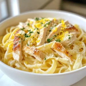 - 8 oz (225g) fettuccine pasta - 2 boneless, skinless chicken breasts - 4 tablespoons unsalted butter - 4 cloves garlic - 1 cup heavy cream - 1/2 cup freshly grated Parmesan cheese - 1/2 teaspoon red pepper flakes - Salt and black pepper - Fresh parsley - Zest of 1 lemon For this garlic butter chicken pasta, you need a few key items. First, you’ll want fettuccine pasta. It holds sauce well and has a nice bite. Next, pick up boneless, skinless chicken breasts. These cook quickly and stay juicy. Butter is essential for that rich, creamy sauce. Use unsalted butter for more control over flavor. Garlic adds that classic taste we all love. Fresh garlic cloves are best, so grab a few. You need heavy cream to make the sauce creamy and smooth. Parmesan cheese gives it a rich, cheesy kick. Feel free to add optional ingredients for more flavor. Red pepper flakes bring heat if you like it spicy. Fresh parsley adds color and freshness. Lemon zest brightens the dish, making it pop. With these ingredients, you’re ready to whip up a delicious meal. {{ingredient_image_2}} To cook fettuccine, start by boiling water in a large pot. Add a pinch of salt to the water. This helps flavor the pasta. Once it boils, add 8 ounces of fettuccine. Cook it until it's al dente, usually around 8-10 minutes. Drain the pasta, but save about 1/2 cup of the pasta water. This water is key for the sauce later. Next, heat a large skillet over medium heat. Melt 2 tablespoons of unsalted butter in the skillet. Once it’s hot and bubbly, add the sliced chicken. Season it with salt and pepper. Cook for about 5-7 minutes, until the chicken turns golden brown. Remove the chicken and place it on a plate. In the same skillet, add the last 2 tablespoons of butter. Let it melt before adding 4 cloves of minced garlic. If you like heat, add 1/2 teaspoon of red pepper flakes. Sauté for one minute. Be careful not to burn the garlic! Then, pour in 1 cup of heavy cream and stir. Let it simmer gently. Whisk in 1/2 cup of freshly grated Parmesan until it melts. If the sauce is thick, add a bit of the reserved pasta water. Now, add the cooked chicken back into the skillet with the sauce. Next, toss in the drained fettuccine. Stir gently to coat everything well. Finally, add the zest of one lemon for a bright flavor. Taste the dish and adjust with salt and pepper if needed. To get the best texture for fettuccine, cook it until al dente. This means it should be firm but not hard. Follow the package instructions closely. Remember to save some pasta water; it helps adjust the sauce later. When it comes to garlic, keep a close eye on it. Garlic burns quickly and can turn bitter. Sauté it just until it smells great, about one minute. Stir it often to avoid burning. For a lovely presentation, serve the garlic butter chicken pasta in individual bowls or plates. Top each serving with extra grated Parmesan. A sprinkle of fresh parsley adds color and freshness. You can also add a lemon wedge on the side. It gives a bright, zesty touch. Adjust the salt and pepper to match your taste. If you like it spicy, add more red pepper flakes. Fresh herbs like basil or thyme can add a nice twist. Try different herbs to find your favorite flavor. Pro Tips Use Fresh Ingredients: Opt for fresh garlic and high-quality Parmesan cheese to enhance the flavor of your dish significantly. Perfect Pasta Cooking: Always cook pasta al dente, as it will continue to cook slightly when tossed with the sauce, preventing it from becoming mushy. Adjust the Creaminess: If the sauce gets too thick, add a splash of the reserved pasta water gradually to achieve your desired consistency without losing flavor. Garnish with Care: A sprinkle of fresh parsley and lemon zest not only adds color but also brightens up the rich flavors of the dish. {{image_4}} You can easily make this dish healthier. Try using whole wheat or gluten-free pasta. These options give you more fiber and nutrients. For the creamy sauce, you can choose low-fat cream. This way, you cut down on calories without giving up flavor. Want to switch things up? Use shrimp or salmon instead of chicken. Both add great taste and cook quickly. If you prefer a vegetarian meal, mushrooms or tofu are excellent choices. They soak up the sauce and give you a hearty bite. Looking to boost the flavor? Add fresh spinach or sun-dried tomatoes. They bring color and taste to your plate. You can also play with different cheese types. Try feta, goat cheese, or even mozzarella for a fun twist. Each will change the dish in a tasty way. To store garlic butter chicken pasta, place it in an airtight container. Make sure it cools down first. You can keep it in the fridge for up to three days. If you want to reheat it, do so on low heat. Add a splash of water or extra cream to keep it creamy. Stir it often to avoid drying out. You can freeze garlic butter chicken pasta for up to three months. Just place it in a freezer-safe container. Make sure to leave some space for expansion. When you are ready to eat it, thaw it in the fridge overnight. To reheat, use a skillet over low heat. Add a bit of water or cream to revive the sauce. Stir until warm and enjoy! Yes, you can prepare garlic butter chicken pasta ahead of time. Cook the pasta and chicken, then store them separately. Keep the sauce in a jar or container. When you're ready to eat, just reheat everything together. This way, the flavors stay fresh. Fettuccine is the star of this dish. Its flat shape holds the sauce well. You can use other types too. Linguine or spaghetti are good alternatives. Just ensure they cook to al dente for the best bite. To make garlic butter chicken pasta dairy-free, swap the heavy cream for coconut cream. Use a dairy-free cheese or leave it out entirely. Replace butter with olive oil or a vegan butter. These changes keep the dish rich and tasty. This dish pairs well with simple sides. A fresh green salad adds crunch. Garlic bread gives a nice touch too. Roasted vegetables are great for color and flavor. Choose sides that balance the richness of the pasta. This article covered how to create garlic butter chicken pasta, from ingredients to storage. We discussed key ingredients like fettuccine and chicken and shared step-by-step instructions for perfecting the dish. You learned about cooking tips, serving ideas, and how to customize flavors. Remember, variations like using different proteins or pasta types can make this dish your own. Enjoy making it today, and share it with friends for a delightful meal everyone will love!