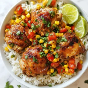 - 4 boneless, skinless chicken thighs - 1 tablespoon extra virgin olive oil - 1 medium onion, finely diced - 4 cloves garlic, minced - 1 bell pepper, chopped - 1 cup long-grain white rice - 2 cups chicken broth - 1 can diced tomatoes with green chilies - 1 teaspoon smoked paprika - 1 teaspoon ground cumin - 1 teaspoon chili powder - ½ teaspoon freshly ground black pepper - ½ teaspoon salt (to taste) - 1 cup frozen sweet corn - Fresh cilantro, finely chopped, for garnish - Lime wedges, for serving Gathering the right ingredients sets you up for success. I love using chicken thighs because they stay juicy and tender. Extra virgin olive oil adds a nice flavor when we cook. The onion and garlic bring a strong base to the dish. You can pick any bell pepper you like, but red or green adds a great touch. Long-grain white rice gives the best texture. Chicken broth keeps the dish rich and warm. Diced tomatoes with green chilies add a little spice. The spices—smoked paprika, cumin, chili powder, black pepper, and salt—give this dish its bold flavor. Frozen sweet corn adds a pop of sweetness and color. Finally, fresh cilantro and lime wedges bring everything together with a burst of freshness. {{ingredient_image_2}} How to prepare the chicken for cooking Start with four boneless, skinless chicken thighs. Rinse them under cold water and pat them dry with a paper towel. This helps the seasoning stick better. Heating the oil and seasoning the chicken Heat one tablespoon of extra virgin olive oil in a large skillet over medium heat. While the oil warms, season both sides of the chicken with salt, black pepper, smoked paprika, ground cumin, and chili powder. Make sure each piece is well coated. Searing the chicken thighs Once the oil shimmers, carefully place the chicken thighs in the skillet. Sear them for 5 to 6 minutes on each side. Look for a golden brown color and ensure they are no longer pink in the center. Remove the chicken and set it aside on a plate. Sautéing the vegetables and adding garlic In the same skillet, add one medium onion, finely diced, and one chopped bell pepper. Sauté for 3 to 4 minutes. Stir often until the onion becomes soft and fragrant. Toasting the rice and simmering with broth Next, add four minced garlic cloves to the skillet and cook for one more minute. Then, stir in one cup of long-grain white rice. Toast the rice for about two minutes, stirring to prevent sticking. Gradually pour in two cups of rich chicken broth and one can of diced tomatoes with green chilies. Stir well and bring to a gentle simmer. Cooking the chicken and incorporating the corn Return the seared chicken to the skillet. Cover with a lid and reduce the heat to low. Cook for 18 to 20 minutes, or until the rice is tender and most of the liquid absorbs. In the last five minutes, add one cup of frozen sweet corn. Stir it in to heat through. Once done, fluff the rice with a fork and garnish with fresh cilantro. Serve hot with lime wedges for that zesty kick. - To achieve perfect seared chicken, heat your olive oil until it shimmers. - Season the chicken thighs well with salt, pepper, and spices. - Cook them for about 5-6 minutes on each side for a golden brown finish. - For fluffy rice, rinse it under cold water before cooking. This removes excess starch. - Stir the rice in the skillet for about 2 minutes to toast it slightly. - Always add broth gradually and keep the heat low once it simmers. - Enhance flavors with spices like smoked paprika and cumin. - A pinch of chili powder adds warmth. - Adjust salt to your taste for the best flavor balance. - Pair your Pollo Loco Chicken and Rice with fresh salads or grilled veggies. - A simple avocado salad works well with this dish. - You can also serve it with warm tortillas for a fun twist. - Use lime wedges to squeeze over the dish for a zesty kick. - The lime adds brightness and balances the rich flavors. - Don’t skip this step; it really elevates your meal. - For presentation, fluff the rice before serving. - Garnish with freshly chopped cilantro for color and flavor. - Serve it in a large bowl to show off the vibrant colors. Pro Tips Let the Chicken Rest: After cooking, allow the chicken thighs to rest for a few minutes before slicing. This helps the juices redistribute, making the meat more tender and flavorful. Enhance the Flavor: For an extra flavor kick, marinate the chicken thighs in the seasoning for at least 30 minutes or overnight in the refrigerator before cooking. Perfect Rice Texture: To achieve fluffy rice, avoid stirring it too much during cooking. This prevents it from becoming gummy and ensures each grain remains separate. Fresh Herbs Boost: Add a handful of fresh herbs like parsley or green onions along with the cilantro for an additional layer of freshness and color before serving. {{image_4}} You can switch up the main protein in Pollo Loco Chicken and Rice. Instead of chicken, use turkey or tofu. Both options bring a new taste to the dish. Turkey has a rich flavor, while tofu absorbs spices well. Try these swaps for a different meal vibe. For the rice, consider using cauliflower rice or quinoa. Cauliflower rice is lower in carbs and adds a light texture. Quinoa adds a nutty flavor and protein boost. These swaps keep the meal fresh and exciting. Add more veggies to your Pollo Loco for extra nutrition. Zucchini and peas work great! They add color and texture, making your dish even more appealing. Just toss them in during the last few minutes of cooking. Explore different spice blends to change the heat level. You can increase the chili powder for more kick. Or, try a milder spice mix if you prefer less heat. Adjusting spices allows you to create a dish tailored to your taste. To keep your Pollo Loco Chicken and Rice fresh, follow these tips: - Refrigerated Storage: Place leftovers in an airtight container. Store in the fridge for up to three days. This helps keep flavors locked in and prevents spoilage. - Freezing Leftovers: If you want to save some for later, freeze the dish. Use freezer-safe bags or containers. Make sure to remove as much air as possible to prevent freezer burn. It can last for about three months in the freezer. You want your Pollo Loco Chicken and Rice to taste just as good when reheating. Here’s how: - Best Methods: The oven or stovetop works best. For the oven, preheat to 350°F (175°C). Place the dish in an oven-safe pan, cover with foil, and heat for about 20 minutes. - Stovetop: Add a splash of chicken broth in a skillet. Heat over medium-low, stirring occasionally, until warmed through. This keeps the rice moist. - Safe Temperatures: Always reheat to at least 165°F (74°C) to ensure it is safe to eat. Use a food thermometer to check. These steps will help you enjoy your Pollo Loco Chicken and Rice again, keeping it tasty and safe! What can I serve with Pollo Loco Chicken and Rice? You can serve this dish with a fresh salad or warm tortillas. Black beans also pair well. Try adding some guacamole or salsa for a fun twist. Can I make this dish ahead of time? Yes! You can cook it and store it in the fridge for up to three days. Just reheat it on the stove or in the microwave. What is the best way to customize this recipe? You can swap chicken thighs for chicken breasts or use tofu for a vegan option. Add more vegetables like zucchini or spinach for extra flavor and nutrition. Caloric content per serving Each serving has about 450 calories. This makes it a filling meal without being too heavy. Breakdown of key nutrients - Protein: 30 grams - Fats: 15 grams - Carbohydrates: 50 grams This dish gives you a balanced meal with protein, healthy fats, and carbs. Enjoy a tasty dinner that fuels your body! In this blog post, we explored a tasty dish: Pollo Loco Chicken and Rice. We covered the main ingredients you need and provided step-by-step cooking instructions. I shared tips for getting the best flavor and texture. You can even swap in different proteins or veggies to make it your own. Keep these ideas in mind next time you cook. Enjoy creating your version of this dish, and have fun with each flavorful bite!