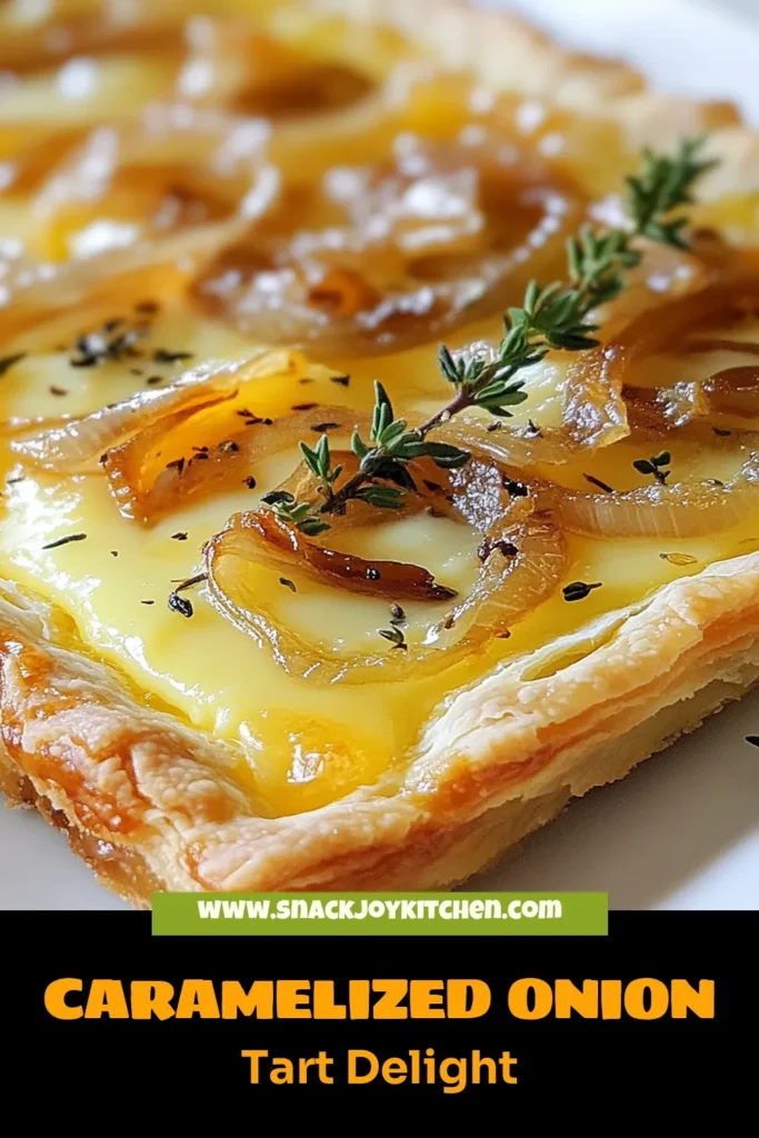 Discover the ultimate Caramelized Onion Tart featuring rich Gruyère cheese in this easy puff pastry recipe. Perfect as a savory tart recipe for gatherings or cozy dinners, this Onion and Cheese Bake blends caramelized onions with a creamy filling for a delightful flavor explosion. Ready in just 50 minutes, it's sure to impress! Save this delicious recipe now! #CaramelizedOnionTart #GruyèreCheeseTart #SavoryTartRecipe #PuffPastryRecipe