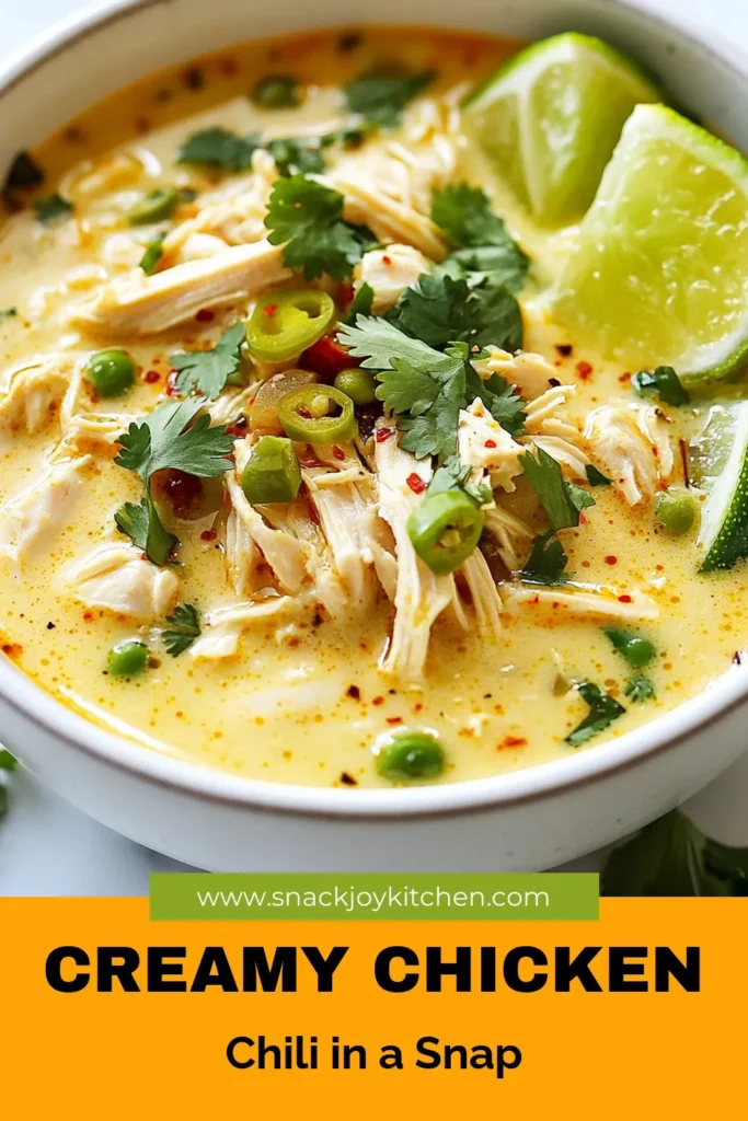 Warm up with this creamy white chicken chili made easy in your crockpot! Our easy chicken chili recipe features white beans with corn and realistic dairy-free chili options using coconut cream. Perfect for chilly evenings, this crockpot chicken chili recipe is a family favorite that's ready when you are! Save this flavorful dish for your next meal! #CrockpotRecipes #WhiteChickenChili #EasyDinnerIdeas #ChiliLover