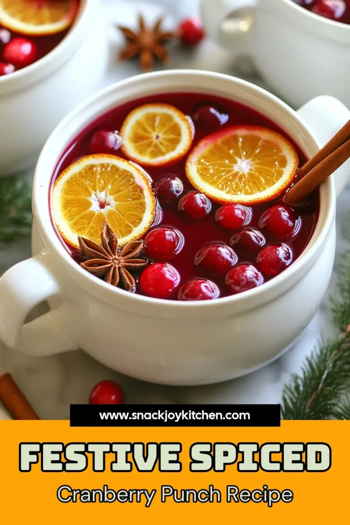 Delight your guests with this Spiced Cranberry Holiday Punch, the perfect non-alcoholic holiday beverage for your festive gatherings! This holiday punch recipe combines cranberry juice, apple cider, and aromatic spices for a refreshing twist. Easy to make and great for all ages, it’s a must-try in your collection of festive drink recipes. Serve it warm or cold for a bubbly treat! Save this recipe now and impress your friends! #SpicedCranberryPunch #HolidayPunchRecipe #FestiveDrinkRecipes #NonAlcoholicBeverages