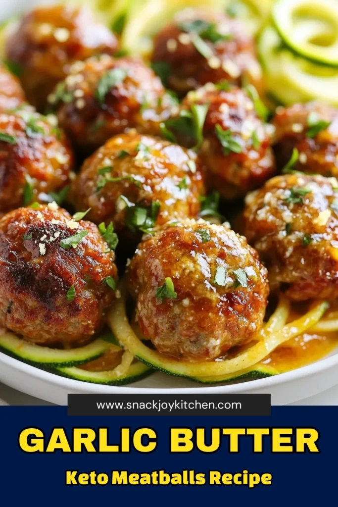 Discover the ultimate Keto meatballs recipe with these flavorful garlic butter meatballs! Made with ground beef, almond flour, and Parmesan cheese, these low-carb meatballs are not only healthy but also delicious. Perfect as an appetizer or main dish, they are coated in a rich garlic butter sauce that elevates the flavor. Try this easy healthy meatball recipe today and impress your family! Save this recipe for your keto meal prep! #Keto #Meatballs #HealthyRecipes #LowCarbCooking