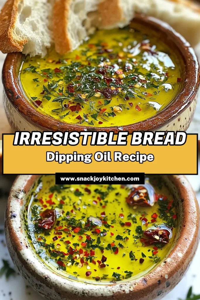 Discover the ultimate loaded bread dipping oil that transforms any meal into a gourmet experience! This easy homemade bread dip recipe combines extra virgin olive oil with balsamic vinegar, garlic, onion, and fresh herbs for a deliciously herb-infused dipping oil. Perfect for crusty bread, this olive oil dipping sauce is a must-try. Elevate your appetizer game today and enjoy every flavorful bite! Save this recipe! #BreadDippingOil #OliveOilDippingSauce #HerbInfusedOil #HomemadeDip