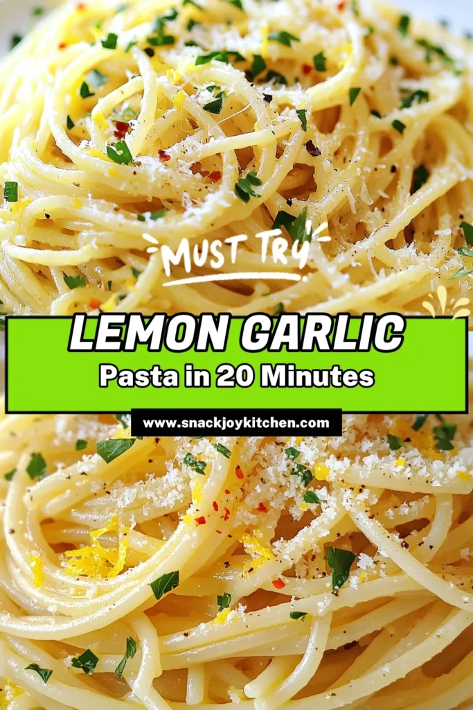 Savor the delightful flavors of this Lemon Butter Garlic Pasta! This easy garlic pasta recipe combines al dente spaghetti with luscious butter, fragrant garlic, and tangy lemon for a quick lemon pasta dish perfect for any night. Try this garlic lemon spaghetti recipe that will impress your family and friends. Ready in just 20 minutes, it's a must-try! Save it now for delicious weeknight dinners! #LemonButterGarlicPasta #EasyGarlicPastaRecipe #SpaghettiWithLemonAndButter #QuickLemonPastaDish