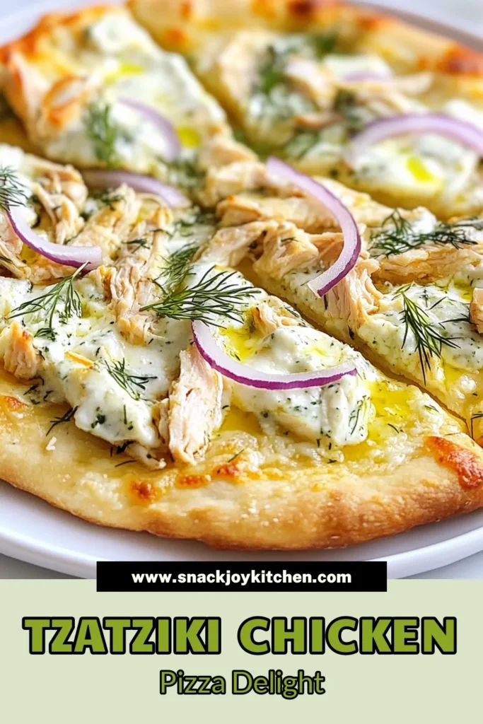 Discover the ultimate Tzatziki chicken pizza that’s not just delicious but also a healthy alternative for pizza lovers! This Greek yogurt pizza recipe features homemade tzatziki sauce, shredded chicken, and fresh veggies for nutritious and delightful healthy pizza toppings. Whip up this easy chicken pizza recipe in just 30 minutes, and enjoy a tasty meal everyone will love. Try it today! #HealthyEating #PizzaLovers #GreekRecipes #EasyRecipes