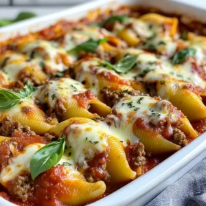 To make stuffed shells with meat, gather these key ingredients: - 12 large pasta shells - 1 pound ground beef - 1 cup ricotta cheese - 1 cup shredded mozzarella cheese, divided - 1/2 cup grated Parmesan cheese - 1 large egg - 2 cloves garlic, minced finely - 1 teaspoon dried Italian herbs - 3 cups marinara sauce - Salt and pepper to taste - Fresh basil leaves for garnish The filling is what makes these stuffed shells amazing. You need a mix of flavors and textures. Here are the main parts: 1. Ground beef: This adds heartiness. Cook it well to bring out the flavor. 2. Ricotta cheese: It gives a creamy texture. This balances the meat. 3. Mozzarella cheese: A must for that melty goodness. Use some in the filling and on top. 4. Parmesan cheese: It adds a salty, nutty flavor. Mix it in for extra depth. 5. Egg: This helps bind the filling together. 6. Garlic and herbs: These enhance the taste. They add a nice Italian flair. When picking pasta shells, size matters. Large shells work best for stuffing. You want them to hold enough filling without breaking. Here are some tips: - Look for jumbo shells: These are the largest and perfect for filling. - Check for quality: Choose shells that are sturdy. This prevents them from tearing. - Consider whole wheat or gluten-free options: If you have dietary needs, look for alternatives. They can taste great too! {{ingredient_image_2}} Start by boiling salted water in a large pot. Once it boils, add 12 large pasta shells. Cook them until they are al dente, following the package directions. This usually takes about 8 to 10 minutes. After cooking, drain the shells carefully. Set them aside to cool. Make sure they don’t stick together. Next, grab a skillet and heat it over medium heat. Add 1 pound of ground beef. Break it apart as it cooks. Keep cooking until it turns brown and is no longer pink, about 7 to 10 minutes. Drain any fat from the skillet. Now add 2 cloves of minced garlic and sauté for 1 more minute. In a mixing bowl, combine the cooked beef, 1 cup of ricotta cheese, ½ cup of shredded mozzarella cheese, ½ cup of grated Parmesan cheese, 1 large egg, and 1 teaspoon of dried Italian herbs. Sprinkle in some salt and pepper. Mix it all well until creamy. Using a tablespoon, stuff each shell with the meat-cheese mix. Be sure to pack them well but avoid overfilling. Place the shells seam side up in a baking dish. Pour 1 cup of marinara sauce at the bottom of a 9x13-inch baking dish. Spread it evenly. Arrange the stuffed shells on top of the sauce. Pour more marinara sauce over the shells, covering them fully. Sprinkle the rest of the shredded mozzarella cheese on top for a cheesy crust. Cover the dish with aluminum foil and bake at 375°F (190°C) for 25 minutes. After that, remove the foil and bake for another 10 to 15 minutes, until the cheese is bubbly and golden. Let the dish cool for a few minutes before serving. Garnish with fresh basil leaves to add color and taste. To get the best pasta, cook the shells in salted water. Follow the package directions for al dente texture. This means the pasta should be firm but not hard. If you cook the shells too long, they may break when you stuff them. After cooking, drain the shells and let them cool. This prevents them from sticking together. You can make your meat filling pop with flavor. Start with good ground beef. I like to brown it well for a rich taste. Add minced garlic for aroma and a touch of Italian herbs for depth. Mixing in ricotta and mozzarella gives the filling a creamy texture. Don't forget to season with salt and pepper. Taste as you mix to find the right balance. Presentation matters when serving stuffed shells. Use a nice baking dish to show off your meal. For serving, place shells on individual plates. Drizzle extra marinara sauce over the top. A sprinkle of freshly grated Parmesan adds a lovely touch. Finally, a few basil leaves make the dish pop with color and freshness. This makes your meal not just tasty but also beautiful. Pro Tips Choose Quality Pasta: Opt for high-quality pasta shells that are sturdy enough to hold the filling without breaking. This ensures a better texture and taste. Experiment with Fillings: Feel free to mix in other ingredients like spinach, mushrooms, or different cheeses into the filling for added flavor and nutrition. Make Ahead: Prepare the stuffed shells in advance and refrigerate them. You can bake them later, making it a great meal prep option. Broil for Extra Crispiness: For a crispy topping, switch to broil for the last couple of minutes of baking, keeping a close eye to prevent burning. {{image_4}} You can make stuffed shells without meat. Use spinach and ricotta for a tasty filling. Mix in some mushrooms or zucchini for extra flavor. Add herbs like basil and oregano to bring out the taste. This veggie option is healthy and still very filling. You can switch up the meat in your stuffed shells. Ground turkey or chicken works well if you want a lighter dish. For a richer flavor, try Italian sausage. Just cook it the same way as beef. You can even mix meats for a unique taste. Marinara sauce is a classic choice, but you can try others. A creamy Alfredo sauce adds a rich touch. You can also use a pesto sauce for a fresh, herbal flavor. Experiment with different sauces to find what you love best! To store leftovers, place the stuffed shells in an airtight container. Make sure the container is not too large, as excess air can cause the shells to dry out. Cover the shells with extra marinara sauce to keep them moist. Store them in the fridge for up to three days. Label the container with the date to track freshness. The best way to reheat stuffed shells is in the oven. Preheat your oven to 350°F (175°C). Place the shells in a baking dish and add a splash of marinara sauce to keep them moist. Cover the dish with foil to prevent drying. Heat for about 20-25 minutes until they are warm throughout. You can also use the microwave for quick reheating. Just cover the shells with a damp paper towel and heat for 2-3 minutes, checking to ensure they don't get too hot. Freezing stuffed shells is simple and perfect for meal prep. First, let the shells cool completely. Then, arrange them in a single layer on a baking sheet. Freeze them for 1-2 hours until they are firm. Once frozen, transfer the shells to a freezer-safe bag or container. Label it with the date. They can be frozen for up to three months. When ready to eat, bake them directly from the freezer, adding extra time to the baking process. Yes, you can use different cheeses in stuffed shells. Try a mix of ricotta, mozzarella, and provolone for a fun twist. You can also add goat cheese or feta for a tangy flavor. Just keep in mind that the texture may change. Each cheese brings a unique taste. Mixing cheeses can make your dish richer and more complex. Stuffed shells can last for about three to five days in the fridge. Be sure to store them in an airtight container. To keep them fresh, let them cool before sealing. If they are covered in sauce, they tend to stay moist longer. Just make sure to check for any signs of spoilage before eating. Stuffed shells pair well with a simple salad or garlic bread. A green salad with mixed greens adds a nice crunch. You can also serve steamed vegetables for extra nutrients. If you want something warm, try a side of roasted asparagus or broccoli. A light red wine can enhance the meal too. Enjoy experimenting with different sides! In this blog post, we covered stuffed shells from start to finish. You now know what ingredients you need, how to prepare filling, and the best ways to cook and assemble your dish. We shared tips to get perfect pasta and ways to enhance flavor. You can also explore tasty variations and storage methods for leftovers. Stuffed shells are fun and easy to make. Enjoy being creative in the kitchen. Your family will love this meal!
