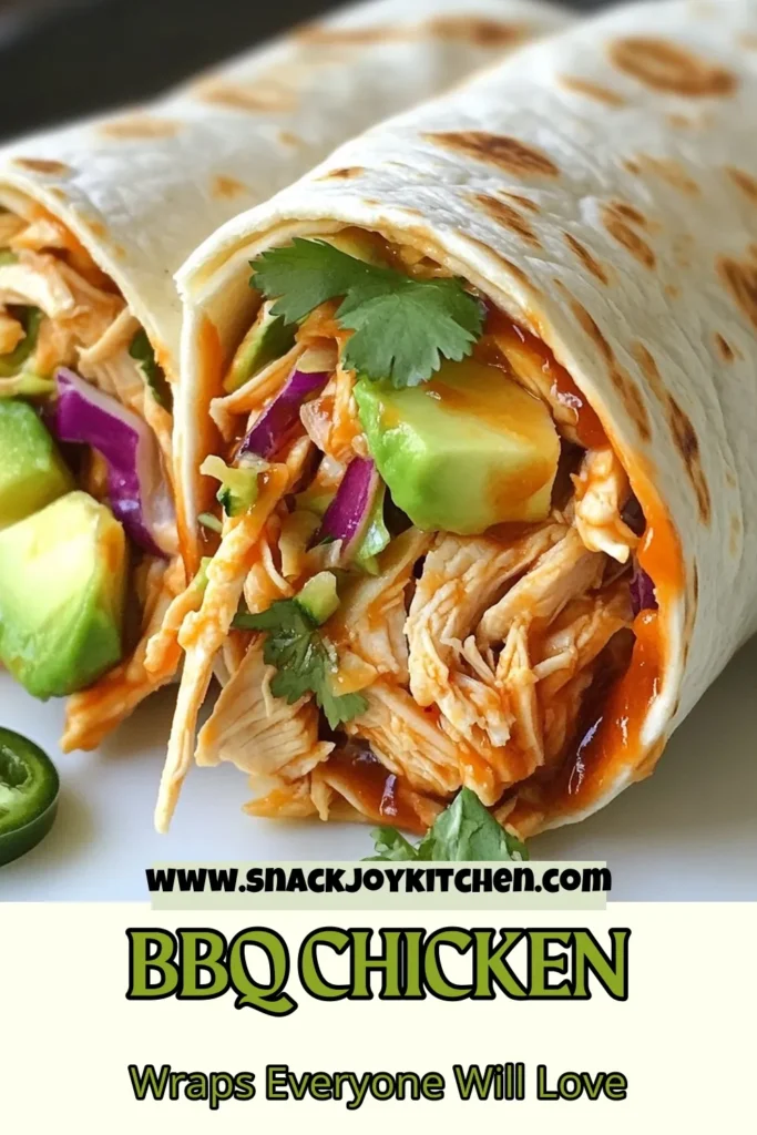 Discover the ultimate BBQ chicken wraps with this coleslaw wraps recipe! Made with tender BBQ chicken, fresh coleslaw, and creamy avocado, these flour tortilla chicken wraps are perfect for a quick and easy BBQ chicken meal. Ready in just 30 minutes, they're great for lunch or dinner. Dive into flavor and freshness with every bite. Try this delightful recipe and save for later! #BBQChickenWraps #ColeslawWraps #EasyBBQChickenMeal #FlourTortillaWraps