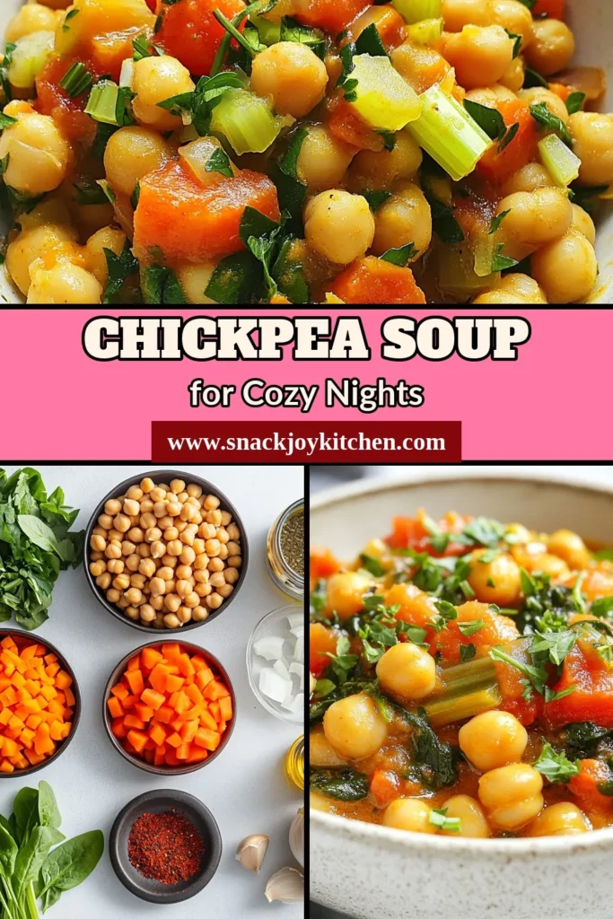 Discover the warmth of Tuscan Chickpea Soup, a hearty vegan chickpea recipe that's perfect for cozy days. This Mediterranean chickpea dish combines tender chickpeas, vibrant spinach, and fresh vegetables in a delicious spinach and chickpea stew. Easy to make and packed with flavor, it's a meal the whole family will love. Click to save this recipe and enjoy comfort food that's both nutritious and delicious! #VeganRecipes #ChickpeaSoup #HealthyDinner #MediterraneanFood