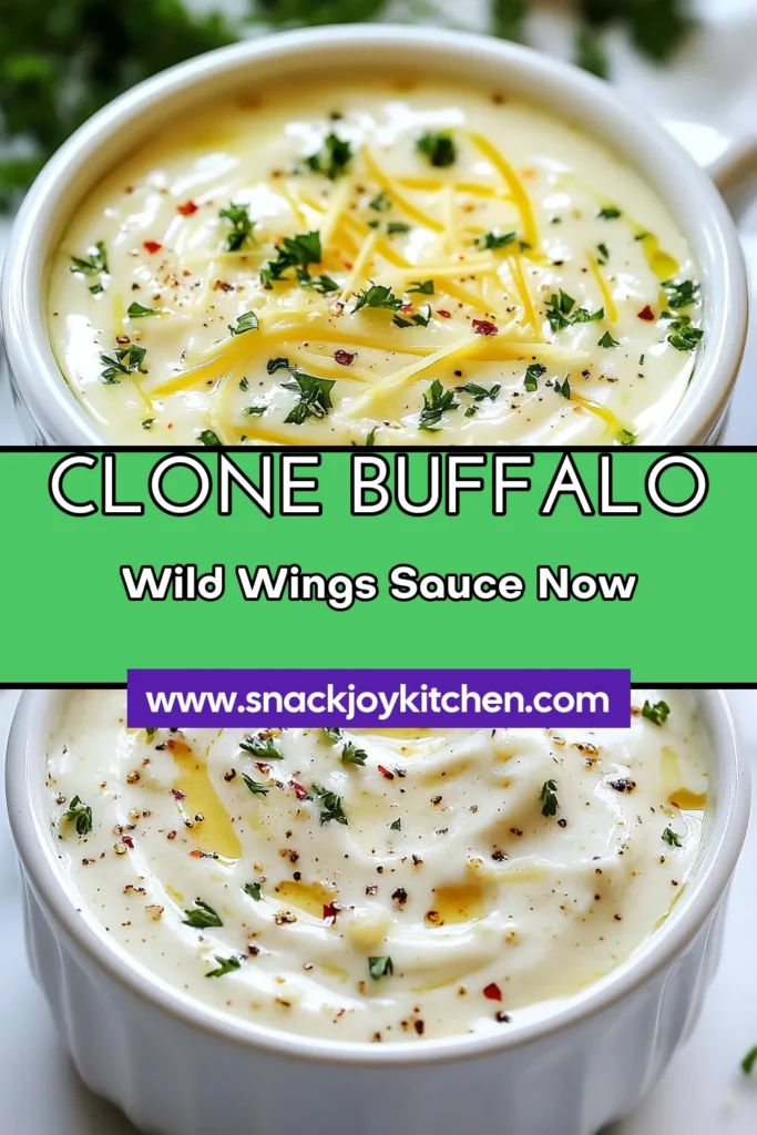 Craving Buffalo Wild Wings' Garlic Parmesan sauce? Try this easy homemade dipping sauce with our Buffalo Wild Wings clone recipe! This creamy Garlic Parmesan sauce recipe is ready in just 15 minutes and made with simple ingredients like butter, garlic, and fresh Parmesan. Perfect for drizzling on wings or as a dipping sauce for your appetizers. Save this copycat Buffalo Wild Wings sauce recipe for your next game day! #BuffaloWildWingsClone #GarlicParmesanSauce #DippingSauce #CopycatRecipes