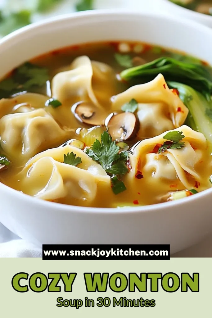 Warm up with this delicious and easy wonton soup recipe that's perfect for cozy nights in! Learn how to make homemade wontons filled with chicken, ginger, and green onion, all simmered in a savory chicken broth. This Asian-inspired soup recipe is a comforting bowl of goodness that will impress your family and friends. Don't miss out on this warm, flavorful chicken wonton soup! Save this recipe today for a delightful meal. #WontonSoup #ComfortFood #AsianInspired #SoupRecipes