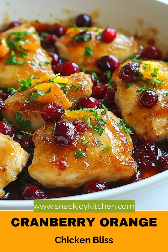 Indulge in this delightful Cranberry Orange Chicken that makes an excellent addition to your collection of easy chicken recipes. This healthy dinner idea features juicy oven-baked chicken breasts coated in a vibrant citrus chicken dish made from fresh cranberries and orange. Perfect for family dinners or special occasions, it’s a dish everyone will love! Save this recipe now and enjoy a fresh, delicious meal tonight! #CranberryOrangeChicken #EasyChickenRecipes #HealthyDinnerIdeas #OvenBakedChicken