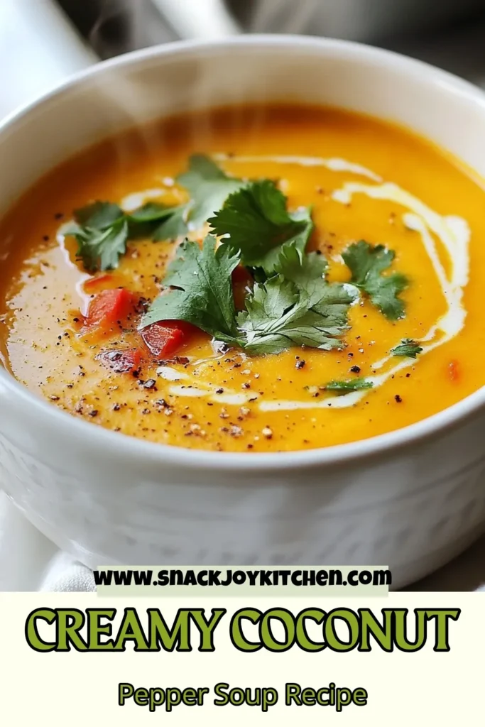 Savor the flavors of this delicious Coconut Butternut Red Pepper Soup, a creamy vegetable soup that's perfect for any occasion. This healthy soup recipe is vegan and easy to make, featuring ingredients like butternut squash and red peppers. Perfect as a cozy dinner option, this coconut butternut soup will warm your soul. Try this red pepper soup recipe today! Save & share for later! #CoconutSoup #VeganRecipes #HealthyEating #SoupSeason