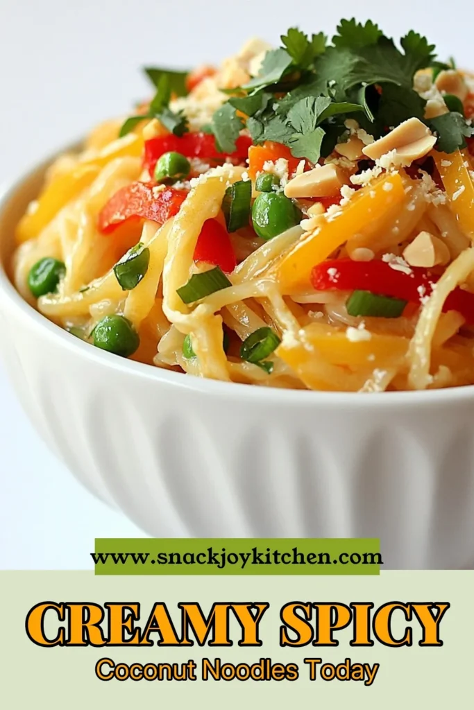 Discover the vibrant flavors of Spicy Coconut Noodles, a must-try rice noodle recipe that's perfect for vegetarians! This delightful vegetarian noodle dish features creamy coconut milk noodles enhanced with Thai curry flavors. Quick and easy to whip up in just 30 minutes, it’s packed with fresh veggies and a spicy kick. Dive into this delicious meal tonight! Save this recipe for your next culinary adventure. #SpicyCoconutNoodles #RiceNoodleRecipe #CoconutMilkNoodles #ThaiCurryNoodles