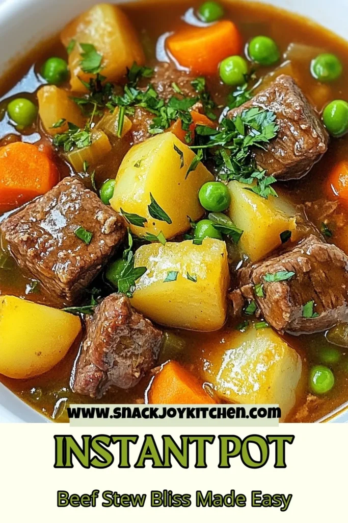 Discover the ultimate comfort food with this easy beef stew Instant Pot recipe! This hearty Instant Pot beef stew is packed with tender beef, flavorful vegetables, and rich broth. In just one hour, you can create a delicious pressure cooker beef stew that's perfect for family dinners. Don't miss out—save this beef stew with vegetables recipe for your next meal and impress your loved ones! #InstantPotBeefStew #BeefStewRecipe #PressureCookerBeefStew #EasyBeefStew