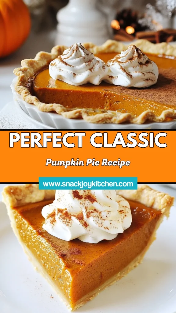 Discover the joy of making a classic homemade pumpkin pie with this easy pumpkin pie recipe! Perfect for any occasion, this scrumptious pumpkin dessert features a blend of pumpkin pie spices like cinnamon, ginger, and nutmeg that will fill your home with warmth. Impress your guests with a slice of this delicious pie, and don’t forget to save the recipe for future gatherings. Try it today! #PumpkinPie #HomemadeDesserts #PumpkinSpice #BakingRecipes