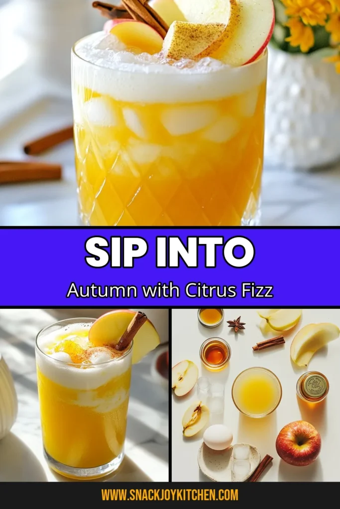 Elevate your autumn gatherings with this delightful Autumn Gin Sour Cocktail! Featuring fresh apple juice, citrus fizz, and a touch of maple syrup, this recipe is one of the must-try autumn cocktail recipes. Perfect for cozy evenings, it blends seasonal flavors into a refreshing drink. Don't miss out on this fresh apple juice cocktail; try it today and impress your guests! Save this for your next happy hour! #AutumnCocktails #CitrusFizzDrinks #SeasonalCocktails #MapleSyrupDrinks