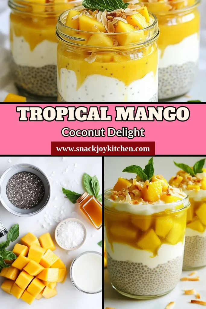 Indulge in the tropical delight of mango coconut chia pudding, a healthy chia pudding recipe perfect for any vegan dessert lover! This easy chia seed recipe combines coconut milk, fresh mango, and chia seeds for a creamy pudding that will satisfy your sweet tooth guilt-free. Prep in just 15 minutes and let it chill for the ultimate treat. Save this recipe for your next tropical craving and enjoy bliss in every spoonful! #VeganDesserts #ChiaPudding #HealthyRecipes #TropicalTreats