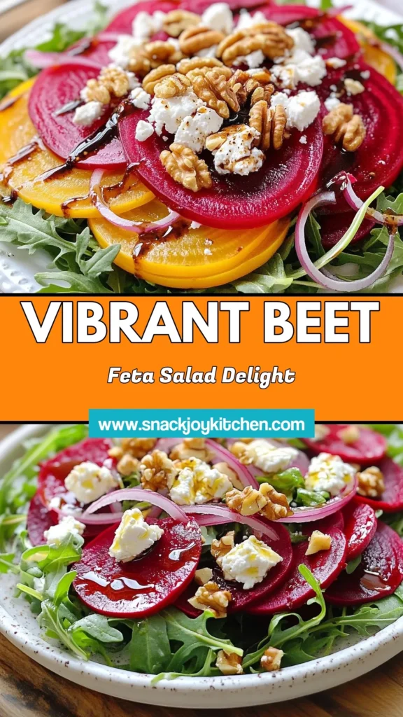 Indulge in this fresh beet feta salad that combines earthy roasted beets with creamy feta cheese and nutritious arugula for a vibrant salad idea. Perfect as a healthy salad recipe for any season, this roasted beet salad with feta is not only easy to make but bursting with flavor. Try this beet and feta salad recipe today and impress your guests! Save it for your next meal! #BeetSalad #HealthySaladRecipes #VibrantSaladIdeas #FetaSalad