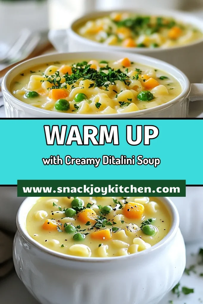 Warm up with this cozy creamy ditalini soup that's perfect for any occasion! This creamy vegetable soup recipe features tender ditalini pasta in a rich broth, making it one of the easiest soup recipes you'll want to enjoy. Try our vegan ditalini soup recipe for a delicious plant-based twist. Perfect for busy weeknights or a cozy gathering. Save this recipe and bring comfort to your table! #CozySoup #DitaliniPasta #EasySoupRecipes #VeganSoup