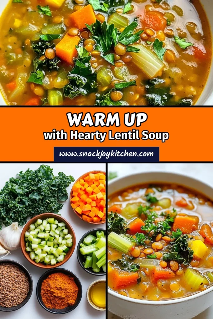 Warm up with this easy, comforting lentil soup recipe, perfect for a cozy night in. This hearty soup with lentils combines green or brown lentils, vibrant veggies, and aromatic spices for a nutritious lentil soup that's vegetarian and full of flavor. Give this cozy lentil soup a try, and enjoy a bowl of warmth today! Save this recipe for later! #LentilSoupRecipe #HeartySoupWithLentils #VegetarianLentilSoup #NutritiousLentilSoup