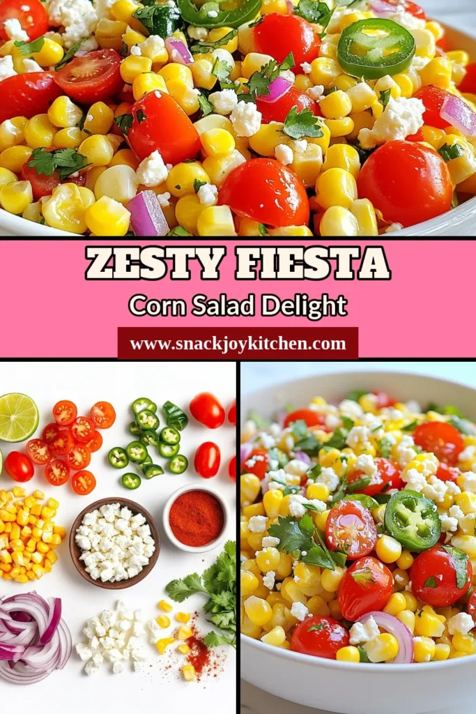 Looking for a refreshing side dish this summer? Try this Fiesta Corn Salad Recipe! Packed with fresh corn, colorful veggies, and a zesty lime dressing, it's the perfect Easy Summer Salad Recipe. The addition of Feta brings a creamy touch to this Healthy Corn Salad with Lime Dressing. Brighten your table with this Colorful Vegetable Salad that's sure to impress. Don't forget to save this recipe! #FiestaCornSalad #SummerSalad #HealthyEating #CornSalad