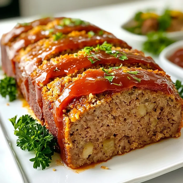 To make a simple stove top meatloaf, you will need these ingredients: - 1 pound ground beef - 1 cup seasoned breadcrumbs - 1/2 cup whole milk - 1/2 cup onion, finely chopped - 2 cloves garlic, minced - 1 large egg, beaten - 2 tablespoons Worcestershire sauce - 1 tablespoon mustard (yellow or Dijon) - 1 teaspoon salt - 1/2 teaspoon freshly ground black pepper - 1/2 teaspoon dried thyme - 1/2 cup ketchup (for topping) - Fresh parsley, chopped (for garnish) Each ingredient plays a key role in making the meatloaf tasty and moist. Ground beef gives it a hearty flavor. Breadcrumbs help hold it together. Milk adds moisture. Onions and garlic give a nice aroma and taste. The egg binds it all. Worcestershire sauce and mustard enhance the flavor. Salt and pepper bring out the best in the meat. Thyme adds a touch of earthiness. Finally, the ketchup not only tops the meatloaf but also adds a sweet and tangy glaze. Make sure to gather all these items before you start cooking. Having everything ready helps the process run smooth. {{ingredient_image_2}} In a large mixing bowl, combine the following ingredients: - 1 pound ground beef - 1 cup seasoned breadcrumbs - 1/2 cup whole milk - 1/2 cup onion, finely chopped - 2 cloves garlic, minced - 1 large egg, beaten - 2 tablespoons Worcestershire sauce - 1 tablespoon mustard (yellow or Dijon) - 1 teaspoon salt - 1/2 teaspoon freshly ground black pepper - 1/2 teaspoon dried thyme Use your hands or a fork to mix everything well. This step is key. You want to avoid any dry spots. If you don’t mix well, the meatloaf may not cook evenly. Once your mixture is ready, shape it into a loaf. Place the loaf on a large plate. Heat a large skillet over medium heat. Add a small drizzle of oil to prevent sticking. Carefully place the meatloaf in the skillet. Cover it with a lid. Cook for about 30 to 35 minutes. Turn the meatloaf halfway through. This ensures even cooking and browning. After about 20 minutes of cooking, spread ketchup over the top. This adds a nice glaze and flavor. Keep cooking until the meatloaf's internal temperature hits 160°F (71°C). Use a meat thermometer to check doneness. Once done, transfer the meatloaf to a cutting board. Let it rest for 5 to 10 minutes. This step helps the juices stay in the meat, giving you a tasty slice. Before serving, garnish with fresh parsley. It adds color and freshness. Enjoy your meal with sides like mashed potatoes or steamed veggies! Resting your meatloaf is very important. Letting it rest for 5-10 minutes helps the juices stay inside. This makes each slice juicy and tasty. If you skip this step, the meatloaf can dry out. Choose a heavy skillet for cooking. A cast iron skillet is great. It heats evenly and gives a nice crust. If you don’t have one, use a non-stick skillet. Just add a little oil to prevent sticking. You can easily boost the flavor of your meatloaf by adding herbs. Fresh parsley, thyme, or even rosemary can change the taste. Just chop them finely and mix them into the meat. If you want to switch up your diet, that's easy too. You can use ground turkey or chicken instead of beef. These options are leaner and still taste good. You can even try a meatless version with lentils or mushrooms for a unique twist! Pro Tips Use Lean Beef: Opt for 80/20 ground beef for a balance of flavor and moisture without being too greasy. Add Vegetables: Incorporate finely grated carrots or zucchini into the meat mixture for added moisture and nutrition. Experiment with Glazes: Try different toppings like BBQ sauce or a mixture of honey and mustard for a unique flavor twist. Resting Time is Key: Allowing the meatloaf to rest before slicing helps retain its juices for a more tender bite. {{image_4}} You can switch out ground beef for other meats. Ground turkey or chicken works well. These options are lighter and can taste great. Just keep in mind that they may cook faster. Check the meat’s internal temperature to make sure it’s safe to eat. Adding cheese can create a rich flavor. Try cheddar or mozzarella for a gooey bite. You can also sneak in some veggies. Finely chopped bell peppers or spinach add color and nutrients. Mix them into the meatloaf for a tasty twist. Experiment with spices too. Oregano or paprika can spice things up. Meatloaf pairs well with many sides. Mashed potatoes are a classic choice. You can also serve it with steamed broccoli or green beans. A fresh salad adds a nice crunch. For a heartier meal, consider buttered corn or roasted carrots. These sides enhance the comfort of meatloaf and make it a full meal. After enjoying your meatloaf, store any leftovers in the fridge. Use an airtight container for best results. This keeps the meatloaf fresh for about three to four days. If you want to keep it longer, freezing is a great option. Wrap the meatloaf tightly in plastic wrap or aluminum foil. Then, place it in a freezer-safe bag. It can stay good for up to three months in the freezer. When it's time to enjoy your leftovers, you can reheat them easily. The best way is to use the oven. Preheat it to 350°F (175°C). Place your meatloaf in a baking dish and cover it with foil. Heat for about 20-25 minutes or until it's warmed through. If you're short on time, the microwave works too. Just slice the meatloaf and heat for 1-2 minutes. Make sure it gets hot all the way through. Enjoy your comforting meal without losing flavor! Cooking meatloaf on the stovetop takes about 30-35 minutes. You want the meatloaf to reach an internal temperature of 160°F (71°C). Use a meat thermometer to check this. The time may vary based on your heat level and meatloaf size, so keep an eye on it. Yes, you can make meatloaf ahead of time. Prepare the meat mixture and shape it into a loaf. Cover it and store it in the fridge for up to 24 hours. When you’re ready, cook it as usual. This saves time on busy days. If you need a substitute for breadcrumbs, try crushed crackers or oats. For a gluten-free option, use gluten-free breadcrumbs or ground almonds. These options will help keep your meatloaf moist while catering to dietary needs. This blog post covered everything you need for a great meatloaf. We discussed the key ingredients, step-by-step instructions, and helpful tips for success. You learned about different meat options and flavor enhancements to make your dish unique. Remember to rest your meatloaf before slicing for the best texture. Store any leftovers properly to enjoy later. With these insights, you can confidently create a delicious meatloaf that suits your taste and needs. Enjoy your cooking!