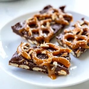 - 2 cups pretzel sticks - 1 cup semi-sweet chocolate chips - 1 cup caramel sauce - 1/2 cup crushed pretzels - Sea salt, to taste - Best brands of caramel sauce: Look for brands like Werther's or Smucker's for a rich flavor. - Types of chocolate for melting: Use quality semi-sweet chocolate chips from brands like Ghirardelli or Nestl&eacute;. They melt well and taste great. - Quality pretzel options: Choose Snyder's or Utz pretzel sticks for a nice crunch and salty kick. The right ingredients make all the difference in your salted caramel pretzel bark. Quality chocolate and caramel give this treat its rich, sweet flavor. And using good pretzels adds the perfect salty crunch. Enjoy making this treat with these top picks! {{ingredient_image_2}} - Preheat your oven to 350&deg;F (175&deg;C). - Line a baking sheet with parchment paper to keep things tidy. - Lay the pretzel sticks in a single layer on the sheet. Make sure they are spaced well. - Bake the pretzels for about 5 minutes. This crisps them up nicely. - After baking, take the sheet out and let the pretzels cool a bit. How do you melt chocolate safely? Melt chocolate in a microwave-safe bowl. Heat it in 30-second bursts. Stir it between each burst until it is smooth. Why is stirring important? Stirring helps the chocolate melt evenly. It stops the chocolate from burning or clumping up. Pour the melted chocolate over the cooled pretzels. Use a spatula to spread it well. Every pretzel should get a nice coat. Now, drizzle the caramel sauce on top. Do this in a zigzag pattern. It adds a sweet touch. For a pretty look, swirl the caramel into the chocolate with a knife or toothpick. What&rsquo;s next? Sprinkle the crushed pretzels on top. Add a little sea salt for the perfect sweet and salty mix. Put the baking sheet in the fridge. Let it chill for about 30 minutes. This helps the bark set well and makes it easy to break apart. Once it&rsquo;s firm, take it out. Break the bark into pieces of your liking. Enjoy this sweet treat with friends or savor it yourself! - Overbaking pretzels: Keep a close eye on the pretzels. They only need about 5 minutes in the oven. If you bake them too long, they can become too hard. You want them crispy but not burnt. - Incorrect chocolate melting techniques: Melting chocolate can be tricky. Use a microwave-safe bowl and heat in 30-second bursts. Stir after each burst to avoid burning. Smooth chocolate is key for a good bark. - Adding nuts or other toppings: You can make your bark even better by adding nuts. Chopped pecans or almonds add crunch. You might also try mini marshmallows or dried fruit for extra flavor. - Alternative sweeteners or sauces: If you want to change things up, try using different sweeteners. Maple syrup or honey can work well. You can also swap caramel sauce for chocolate fudge for a twist. - How to serve and display the bark: When serving, arrange the bark on a nice platter. You can garnish with extra crushed pretzels or drizzle more caramel over the top. This makes it look fancy and inviting. - Creative packaging ideas for gifting: If you want to give this treat as a gift, use clear bags tied with ribbons. You can also use decorative boxes. This adds a personal touch and makes your gift stand out. Pro Tips Use Quality Chocolate: Opt for high-quality semi-sweet chocolate chips to ensure a rich and smooth flavor in your bark. Homemade Caramel: For an extra touch, consider making your own caramel sauce for a fresh and authentic taste. Cooling Time: Allow the pretzels to cool completely after baking before adding chocolate to prevent it from melting. Experiment with Toppings: Feel free to add nuts, chocolate sprinkles, or dried fruit on top for added texture and flavor. {{image_4}} You can make salted caramel pretzel bark even more fun by adding flavors. Try adding peppermint extract for a festive touch. Just a few drops can give it a nice minty kick. This works great for holiday parties or gifts. Another option is to mix in peanut butter. You can swirl it with the chocolate for a rich taste. Other nut butters, like almond or cashew, can work too. These flavors add a creamy texture that pairs well with the crunchy pretzels. If you need gluten-free options, use gluten-free pretzel sticks. Many brands offer tasty gluten-free pretzels. You can still enjoy this sweet treat without worrying about gluten. For a vegan version, look for dairy-free chocolate chips and a vegan caramel sauce. Many brands make plant-based options. This way, everyone can enjoy the bark, no matter their diet. Adding dried fruits can give your bark a fruity twist. Try cranberries, raisins, or dried apricots. These fruits add color and a burst of flavor. For a holiday vibe, use colored sprinkles on top. You can also add festive toppings like mini marshmallows or crushed candy canes. These fun additions make the bark look great and taste amazing. To keep your salted caramel pretzel bark fresh, use air-tight containers. This helps keep moisture out and ensures your bark retains its crunch. You can store it at room temperature for up to a week. If it&rsquo;s warm in your kitchen, consider refrigerating it to prevent melting. Just remember, cold storage can make the bark a bit harder to bite into. How long does caramel pretzel bark last? When stored well, it can last about a week at room temperature. In the fridge, you might get an extra few days. Look for signs of spoilage. If you see any white spots or the bark feels sticky, it's time to toss it. Always trust your senses. If it smells off or looks odd, play it safe and don&rsquo;t eat it. Yes, you can use homemade caramel sauce. Making your own caramel is easy and fun. Here's how: - Ingredients: You need sugar, butter, and cream. - Steps: - Heat sugar in a pot until it melts. - Stir in butter until smooth. - Slowly add cream while stirring. - Tip: Watch it closely to avoid burning. Homemade caramel adds a rich flavor to your salted caramel pretzel bark. The bark should be firm enough to break. Here are signs to look for: - Texture: It should feel hard and not sticky. - Time: Chill in the fridge for about 30 minutes. - Touch: Lightly press the surface. If it holds, it's ready. These signs help ensure your bark will break into perfect pieces. Yes, you can freeze salted caramel pretzel bark! Here&rsquo;s how: - Wrap: Place pieces in an airtight container or wrap in plastic. - Freeze: Store in the freezer for up to 3 months. - Thaw: To thaw, leave it in the fridge overnight or at room temp for a few hours. This way, you can enjoy this treat anytime you want! You now know how to make delicious caramel pretzel bark. We covered the key ingredients and step-by-step instructions to create this treat. Plus, I shared tips for enhancing flavors and avoiding common mistakes. You can also customize the bark with seasonal twists or dietary needs. Take these tips and make a batch today. Enjoy sharing your tasty creation with friends and family!