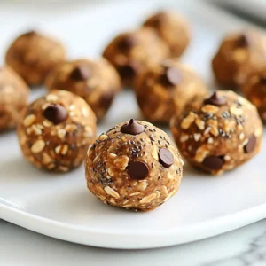 - 1 cup rolled oats - &frac12; cup natural peanut butter - &frac14; cup honey or maple syrup - &frac14; cup dark chocolate chips - 2 tablespoons chia seeds - 1 teaspoon vanilla extract - A pinch of salt Gather your ingredients before starting. Using rolled oats as a base gives these energy balls great texture. I love using natural peanut butter because it adds creamy flavor without extra additives. You can pick honey or maple syrup for sweetness. It&rsquo;s great to have dark chocolate chips; they give a rich taste. Chia seeds add nutrients and a slight crunch. Don&rsquo;t forget pure vanilla extract; it boosts the flavor. A pinch of salt balances all the sweetness. With these ingredients, you create energy balls that are not only tasty but also packed with nutrition. You can enjoy them as a snack or a quick breakfast. The mix of flavors makes each bite enjoyable. Plus, they are quick to make! {{ingredient_image_2}} First, grab a big mixing bowl. Add 1 cup of rolled oats, &frac12; cup of natural peanut butter, &frac14; cup of honey or maple syrup, and 1 teaspoon of vanilla extract. Use a sturdy spatula or spoon to mix these ingredients. Stir until you reach a smooth and cohesive texture. This step is key. You want everything to blend well, making it easy to form your energy balls later. Next, it&rsquo;s time to add some fun! Toss in &frac14; cup of dark chocolate chips and 2 tablespoons of chia seeds. Don&rsquo;t forget a pinch of salt to boost the flavors. Mix gently to ensure even distribution. The chocolate chips bring sweetness, while the chia seeds add a nice crunch and nutrients. This mix will taste great and feel good for your body. Now, let&rsquo;s get hands-on! Scoop out about tablespoon-sized portions of the mixture. Roll each piece into a ball shape using your hands. If the mix feels sticky, just dampen your hands with a little water. This trick makes rolling easier and keeps the mixture from sticking to you. Once you have rolled all the balls, arrange them on a tray lined with parchment paper. Make sure they are spaced apart so they do not stick together. Now, pop the tray into the refrigerator. Chill for at least 30 minutes. This helps the energy balls firm up and improves their texture. After chilling, transfer them into an airtight container. Store them in the fridge to keep them fresh for up to one week. Enjoy your tasty, healthy snacks! To get a good blend, you need the right tools. I love using a sturdy spatula or a strong spoon. They help mix the ingredients well. Start with a large mixing bowl. This way, you have enough room to stir. Make sure you mix until every ingredient is combined. This ensures that every bite packs the same great flavor. I often check for clumps. If you find any, keep mixing until they are gone. Sometimes, the mixture can feel sticky. If it does, don&rsquo;t worry! You can wet your hands slightly. This trick makes rolling the balls easier. If you want a firmer texture, add more oats or chia seeds. This helps the energy balls hold their shape better. Just remember to mix well after adding any extra ingredients. These energy balls pair well with many snacks. Try serving them with fresh fruit or yogurt. They make a great snack after school or before a workout. For presentation, arrange them on a nice plate. You can sprinkle some chia seeds on top for a fun look. This makes them not just tasty but also pretty! Pro Tips Use a Cookie Scoop: A cookie scoop can help you achieve uniform-sized energy balls, making them more visually appealing and ensuring even texture. Experiment with Mix-ins: Feel free to add other ingredients like shredded coconut, nuts, or dried fruits for added flavor and nutrition. Storage Tips: Store the energy balls in an airtight container in the refrigerator to maintain freshness and prevent them from getting too soft. Chill for Extra Firmness: If you prefer a firmer texture, you can chill the energy balls for longer than 30 minutes before serving. {{image_4}} You can make these energy balls even tastier. One way is by adding nuts or seeds. Chopped almonds or walnuts give a nice crunch. Sunflower seeds or pumpkin seeds add healthy fats too. You can also use different types of chocolate. Try milk chocolate for a sweeter taste. Dark chocolate gives a rich flavor. You can even mix both for a fun twist. Want to make these energy balls vegan? Swap honey for pure maple syrup. This keeps the sweetness while staying plant-based. To make it gluten-free, use certified gluten-free rolled oats. This way, everyone can enjoy these tasty bites safely. If you're watching your sugar intake, try low-sugar alternatives. Use sugar-free chocolate chips or reduce the amount of honey. For a protein boost, add protein powder to the mix. You can also include nut butter with extra protein. This makes the energy balls not just tasty but also filling and nutritious. To keep your Chocolate Peanut Butter Energy Balls fresh, use airtight containers. This helps block moisture and air, preserving flavor. Store them in the fridge for the best results. Keeping them cold helps maintain their shape and texture. When stored in the refrigerator, these energy balls stay fresh for about one week. If you want to keep them longer, freezing is a great option. You can freeze them for up to three months. Just place them in a container or freezer bag, separating layers with parchment paper. If you freeze your energy balls, let them thaw in the fridge. This helps revive their texture. If they feel too hard, you can leave them out for a few minutes before eating. Always check for signs of spoilage. If they smell off or show mold, it's best to throw them away. Chocolate Peanut Butter Energy Balls stay fresh in the fridge for up to one week. They taste best when chilled. To keep them longer, store them in an airtight container. If you freeze them, they can last for about three months. Just remember to thaw them in the fridge before eating. Yes, you can switch peanut butter for another nut butter. Almond butter or cashew butter works well in this recipe. Each nut butter brings its own unique flavor. Just make sure to choose a natural nut butter without added sugars or oils for the best taste. These energy balls can easily fit into a vegan diet. Simply replace honey with pure maple syrup. This keeps the sweetness without using animal products. All other ingredients are already plant-based, making them a great snack for vegans. Absolutely! You can use pure maple syrup instead of honey. This change keeps the energy balls sweet while making them vegan-friendly. If you prefer, you can also try agave syrup. Just keep the same amount to ensure the right texture. These energy balls are easy to make and packed with flavor. We mixed rolled oats, peanut butter, and sweeteners for a tasty snack. Adding chocolate chips and chia seeds gives a nice crunch. Remember, you can adjust the recipe to fit your taste and dietary needs. Store them properly to keep them fresh. Enjoy these healthy bites as a quick pick-me-up anytime. Making them is fun, and sharing them is even better. Try these tips and make your own tasty treats today!