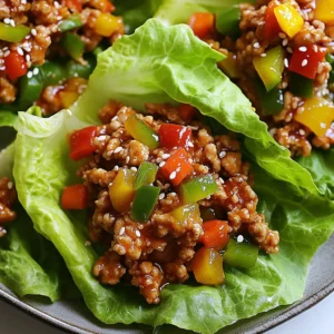 To make Sriracha Honey Chicken Lettuce Wraps, gather these simple items: - 1 lb ground chicken - 1 tablespoon olive oil - 3 cloves garlic, minced - 1 inch fresh ginger, grated - 3 tablespoons Sriracha sauce - 2 tablespoons honey - 2 tablespoons soy sauce (or tamari for a gluten-free option) - 1 tablespoon rice vinegar - 1 cup bell peppers, finely chopped (a vibrant mix of red and green) - 1/4 cup green onions, thinly sliced - 1 head of butter or iceberg lettuce, leaves gently separated - Salt and pepper to taste - Sesame seeds for garnish (optional) To enhance your wraps, consider these garnishes: - Sesame seeds add a crunchy touch. - Extra green onions bring freshness. - A drizzle of Sriracha gives extra heat. You can swap some ingredients based on your needs: - Use turkey or tofu instead of chicken for different flavors. - Replace soy sauce with coconut aminos for a soy-free option. - Honey can be swapped with maple syrup for a vegan choice. - Any peppers work, so use what you have on hand. {{ingredient_image_2}} To make Sriracha honey chicken lettuce wraps, start by gathering all your ingredients. This makes cooking easier. You will need ground chicken, olive oil, garlic, ginger, and more. Measure out your sauces, honey, and veggies. This helps you stay organized as you cook. 1. Heat the Oil: Pour olive oil into a large skillet. Turn the heat to medium. Add minced garlic and grated ginger. Cook for about one minute until fragrant. Be careful not to burn the garlic. 2. Cook the Chicken: Add the ground chicken to the skillet. Use a spatula to stir and break it apart. Cook for 5-7 minutes. The chicken should be brown and fully cooked. Stir occasionally to avoid sticking. 3. Create the Sauce: In a small bowl, mix Sriracha, honey, soy sauce, and rice vinegar. Whisk until smooth. Pour this mix over the cooked chicken in the skillet. Stir well to coat the chicken. Let it simmer for 2-3 minutes, allowing the flavors to blend. 4. Incorporate the Peppers: Add the chopped bell peppers to the skillet. Cook for another 2-3 minutes. The peppers should be slightly soft but still crunchy. Season with salt and pepper to taste. 5. Finish Up: Remove the skillet from heat. Add sliced green onions to the chicken mix. This adds a fresh taste and a nice crunch. To serve, take a leaf of lettuce. Spoon a generous amount of the chicken mixture into the center. Fold the lettuce around the filling like a wrap. Arrange your wraps on a platter for a beautiful presentation. Optionally, sprinkle sesame seeds on top. For extra heat, serve with more Sriracha sauce on the side. Enjoy! To make the chicken filling just right, start with fresh ground chicken. This gives a tender texture. Heat olive oil in a skillet. Add minced garlic and grated ginger for flavor. Saut&eacute; them until fragrant but not burnt. Then, add the ground chicken. Break it apart with a spatula as it cooks. Cook until browned, about 5 to 7 minutes. Stir often for even cooking. Once done, mix in the sauce made of Sriracha, honey, soy sauce, and rice vinegar. This adds a sweet and spicy kick. Finally, fold in chopped bell peppers and green onions for crunch. If you have leftover filling, store it in an airtight container. Let it cool before sealing. It stays fresh in the fridge for up to three days. To reheat, use a microwave-safe dish. Heat it for a minute, then stir. Check to see if it&rsquo;s warm. You can also heat it in a skillet over medium heat. Just add a splash of water to keep it moist. This way, you enjoy a quick meal any day! To change the spice level, adjust the Sriracha. Add more for a hotter dish or less for a milder taste. You can mix in other sauces too. Try adding chili paste for extra heat or hoisin sauce for sweetness. If you want a tangy twist, add a bit of lime juice. Feel free to experiment with different bell peppers. Use yellow or orange for a sweeter taste. Each change makes the dish unique and tasty! Pro Tips Use Fresh Ingredients: Fresh garlic and ginger will enhance the flavor of your dish significantly compared to dried or powdered versions. Adjust Spice Level: Feel free to increase or decrease the amount of Sriracha based on your spice preference. Start with less if you are unsure! Mix and Match Veggies: Add other vegetables like carrots or cucumbers for extra crunch and nutrition in your wraps. Meal Prep Friendly: The chicken filling can be made ahead of time and stored in the fridge for up to 3 days, making it perfect for quick lunches or dinners. {{image_4}} You can swap out ground chicken for other meats. Try ground turkey for a lighter option. If you want beef, use lean ground beef for a richer taste. Ground pork also works well and adds a nice flavor. Each protein gives a unique twist to the dish, so feel free to experiment. For a plant-based twist, use crumbled tofu or tempeh. These options soak up flavors like chicken. You can also try lentils or chickpeas for added protein. Simply cook them the same way as chicken. Use the Sriracha honey sauce to make them delicious and inviting. Adding extra veggies boosts the flavor and texture. Try adding shredded carrots or zucchini for crunch. You can also mix in diced mushrooms for an earthy taste. For more heat, toss in some chopped jalape&ntilde;os. This adds a spicy kick and brightens the wraps. Don't forget to season with fresh herbs like cilantro or mint for added freshness. After you enjoy your Sriracha honey chicken lettuce wraps, store leftovers properly. Keep the chicken filling separate from the lettuce leaves. Place the filling in an airtight container. Ensure it cools down first. The lettuce can be stored in a plastic bag or container. Use a paper towel to absorb moisture. This helps keep them crisp. When it's time to eat leftovers, reheat the chicken filling. Use a skillet over medium heat. Stir it often until it&rsquo;s hot. You can also use a microwave. Heat in short bursts to avoid overcooking. Always check the temperature. Make sure it reaches at least 165&deg;F. This keeps your meal safe. Want to save some for later? You can freeze the chicken filling. Use a freezer-safe container or bag. Remove as much air as possible. Label it with the date. For thawing, move it to the fridge overnight. If you're in a hurry, use the microwave. Once thawed, reheat it before serving. Yes, you can prepare Sriracha honey chicken ahead of time. Cook the chicken mix, then store it in the fridge. When you are ready to eat, just reheat the filling. This makes it quick and easy for busy nights. Just remember to keep the lettuce fresh until serving. The best lettuce for wraps is either butter or iceberg lettuce. Both types have soft, flexible leaves. They hold the filling well and provide a nice crunch. Avoid thick or tough leaves, as they can tear easily. A good wrap should be easy to fold and bite into. To make Sriracha honey chicken gluten-free, use tamari instead of soy sauce. Tamari is a great substitute. It has a similar taste but is made without wheat. Always check the labels on Sriracha and other sauces. They can sometimes contain gluten, so choose brands that are gluten-free. This blog post covered all you need for Sriracha Honey Chicken Lettuce Wraps. We outlined key ingredients and provided optional garnishes. You learned how to prepare, cook, and assemble the wraps. The tips offered ways to perfect your filling and store leftovers. We explored variations, like using different proteins or making it vegan. Finally, you got storage info, reheating tips, and answers to common questions. Now, you're ready to try these delicious wraps. Enjoy creating and sharing this tasty dish!