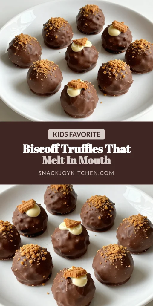 Indulge in these delicious Biscoff truffles with our easy truffle recipe! Perfect for any occasion, this no-bake truffles treat combines finely crushed Biscoff cookies, cream cheese, and melted white chocolate for a delightful Biscoff cookie dessert. Follow our Biscoff truffles recipe to create 24 mouthwatering truffles that will impress your guests. Click to save and share this simple sweet delight! #BiscoffTruffles #NoBakeDesserts #TruffleRecipe #CookieDesserts