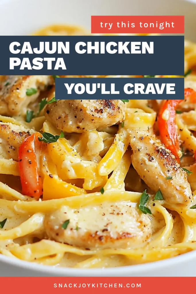 Indulge in this creamy Cajun chicken pasta recipe that's perfect for an easy Cajun pasta dinner. Enjoy tender chicken pasta with Cajun seasoning tossed in a rich creamy Cajun fettuccine sauce. It's a quick and satisfying Cajun chicken dinner recipe your family will love. Follow this simple recipe to impress your guests or enjoy a cozy night in. Save for your next meal inspiration! #CajunChickenPasta #CreamyCajunFettuccine #EasyPastaDinner #CajunRecipes