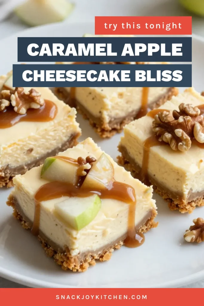 Indulge in the delightful flavor of caramel apple cheesecake bars! This easy cheesecake bars recipe combines creamy, no-bake cheesecake with juicy apples and a luscious caramel drizzle, making it one of the best apple dessert bars you'll ever try. Perfect for any gathering, these caramel dessert recipes are a hit. Don't miss out on this delicious treat—save this recipe for your next bake! #CaramelAppleCheesecake #DessertRecipes #BakingIdeas #AppleDesserts