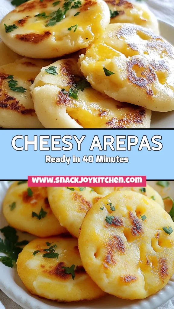 Indulge in the ultimate cheesy arepas recipe with these delicious homemade arepas! Made with pre-cooked cornmeal and stuffed with melty queso blanco, this easy arepas recipe is perfect for any meal. Just mix, shape, and cook for a crispy, golden treat. Impress your family and friends with these delightful cornmeal arepas. Try it today and elevate your cooking! #CheesyArepas #HomemadeArepas #QuesoBlancoArepas #CornmealArepas
