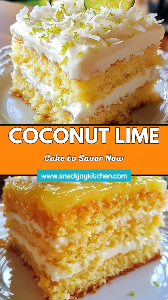 Discover the ultimate Coconut Lime Cake that will transport your taste buds to the tropics! This easy Coconut Lime Dessert combines the rich flavor of coconut with a zesty Lime Glaze Recipe, creating a refreshing tropical cake recipe perfect for any occasion. Enjoy each slice of this delightful Coconut Lime Bliss Cake and impress your friends with your baking skills. Save this recipe for your next gathering! #CoconutLimeCake #TropicalDessert #EasyCoconutCake #BakingRecipes