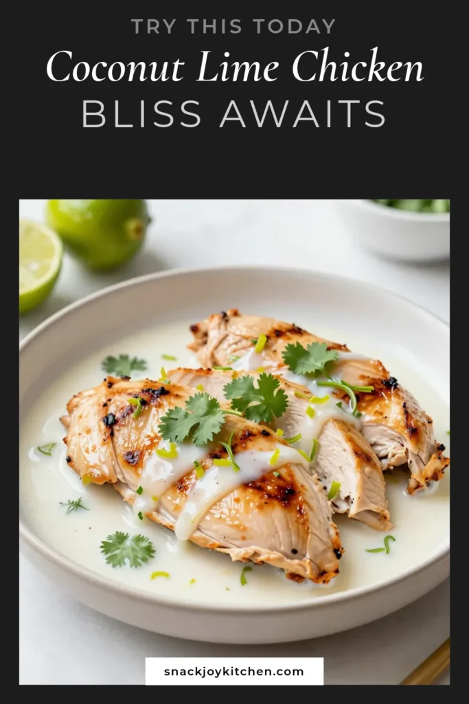 Discover the delicious Coconut Lime Chicken recipe that will elevate your dinner game! This grilled coconut chicken is marinated in a tropical chicken marinade made with coconut milk, lime zest, and fresh ginger. Perfect for easy chicken recipes and flavorful chicken dishes, this dish is sure to impress! Try it today and savor the taste of the tropics. Save this recipe for your next meal! #CoconutLimeChicken #GrilledCoconutChicken #EasyChickenRecipes #TropicalChickenMarinade