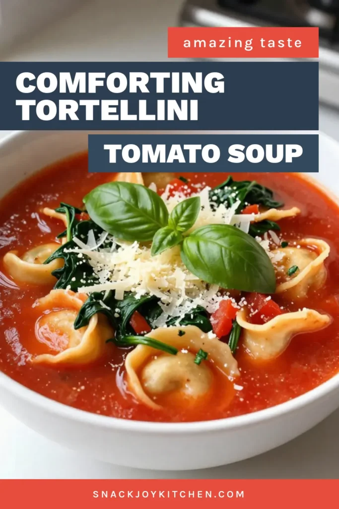 Warm up with this delicious Tomato Basil Tortellini Soup! This easy vegetarian soup is perfect for any day of the week, combining creamy tomato goodness with hearty tortellini. Packed with fresh spinach and basil, this one pot tortellini soup is a meal the whole family will love. Try this savory hearty tortellini soup recipe today and bring comfort to your table! Save this recipe for a cozy night in! #TortelliniSoup #VegetarianRecipes #EasySoup #TomatoBasilSoup