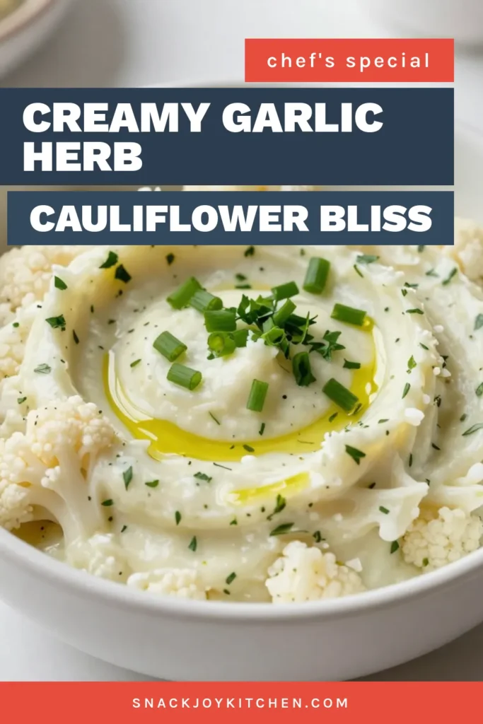 Discover the delicious and healthy garlic herb mashed cauliflower, a perfect low carb mashed cauliflower side dish that everyone will love. This vegan garlic mashed cauliflower recipe is packed with flavor and easy to make, making it an ideal addition to your healthy cauliflower recipes collection. Elevate your meals with this creamy, flavorful dish. Save this recipe for your next dinner! #LowCarb #VeganRecipes #Cauliflower #HealthyEating