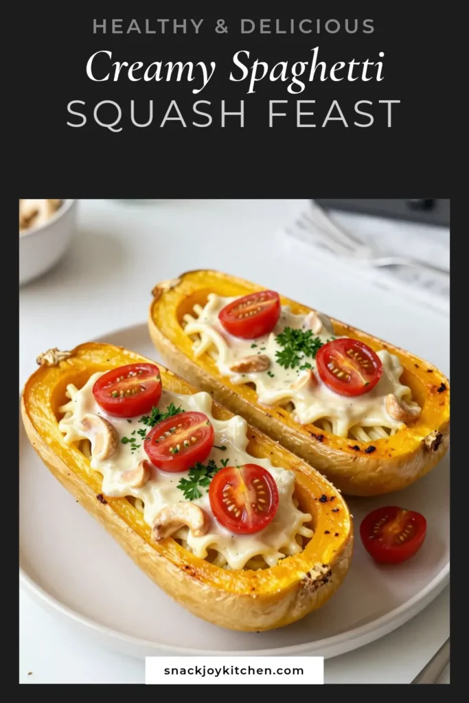 Discover a delicious spaghetti squash recipe with our Vegan Alfredo Sauce, a perfect healthy pasta alternative! This gluten-free meal idea is ideal for those craving a plant-based spaghetti dish without the carbs. Easy to make and packed with flavor, it’s sure to impress. Try this comforting dish for lunch or dinner and enjoy guilt-free indulgence! Save this post for a nutritious twist on pasta night! #SpaghettiSquash #VeganAlfredo #HealthyEating #GlutenFreeRecipes