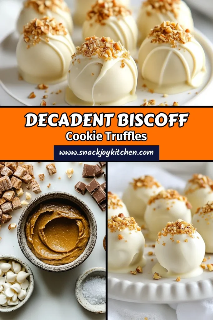 Indulge in the sweet delight of homemade Biscoff treats with this easy Biscoff truffles recipe. These cookie butter truffles combine rich Biscoff cookie butter and crunchy cookies, all coated in smooth white chocolate. Perfect for satisfying your sweet tooth or as a gift, these chocolate truffles with Biscoff are a must-try! Make dessert fun and simple with this easy dessert truffles recipe. Save your favorites and get the full recipe now! #BiscoffTruffles #CookieButter #ChocolateTruffles #DessertRecipes