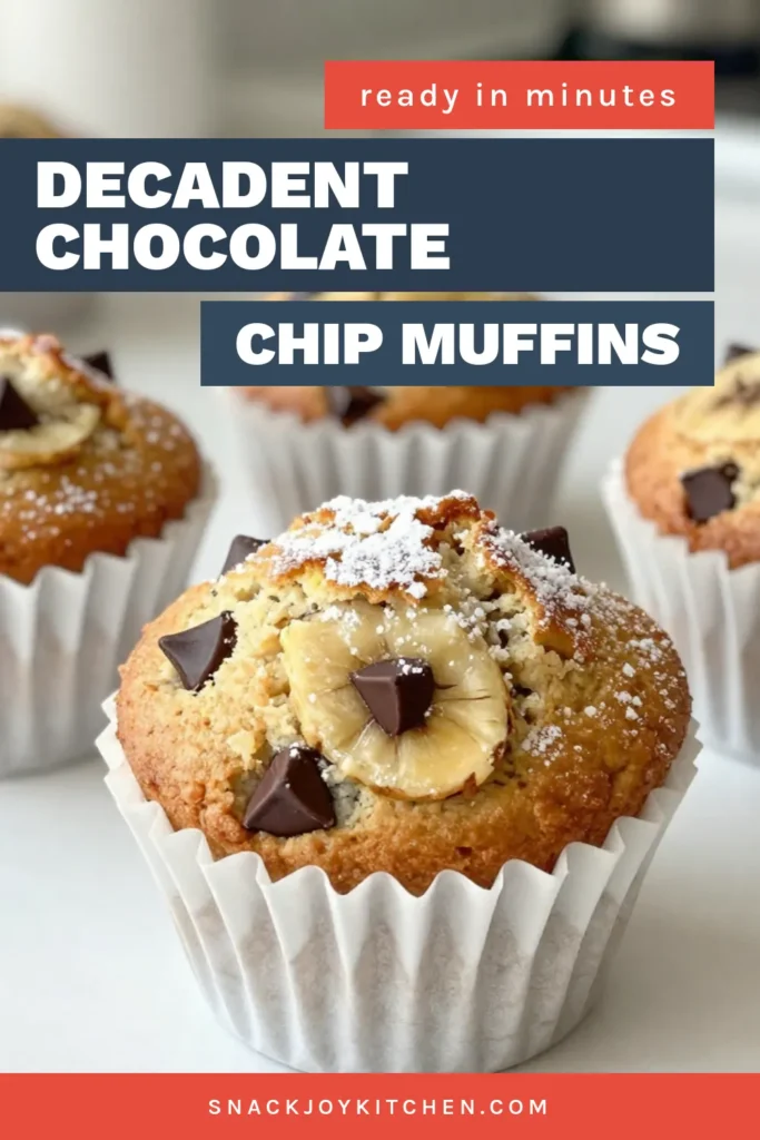 Indulge in these delicious Chocolate Chip Banana Muffins, the perfect blend of flavor and health! This easy muffin recipe features mashed bananas, healthy coconut oil, and semi-sweet chocolate chips, making it a fantastic Banana Bread Muffins recipe. Enjoy the delightful taste of healthy banana muffins that everyone will love. Bake a batch today and elevate your breakfast! Save this recipe now! #ChocolateChipBananaMuffins #EasyMuffinRecipes #HealthyBananaMuffins #CoconutOilBananaBread
